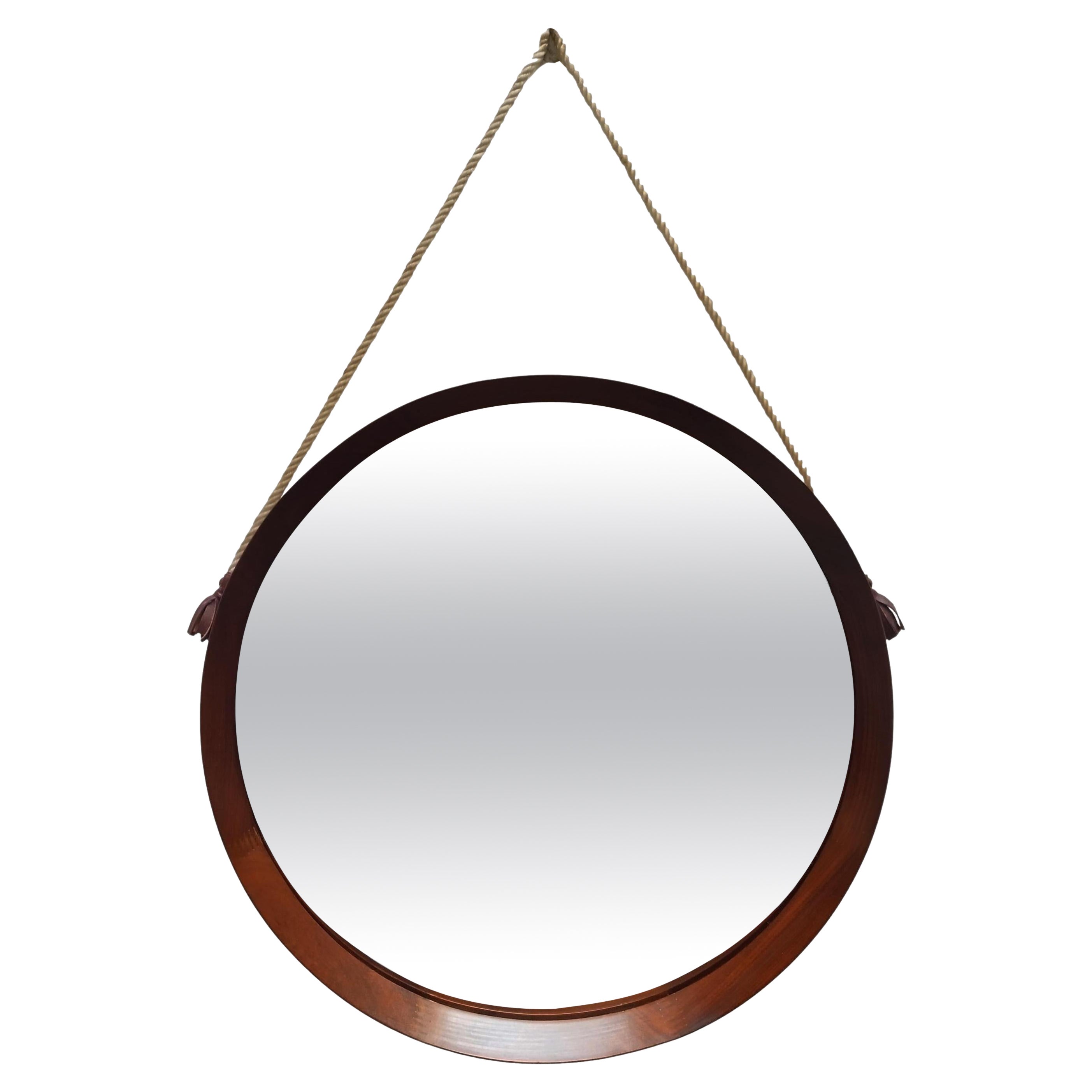 Specchio da parete in teak di Osten Kristiansson per Luxus, Svezia, anni '60