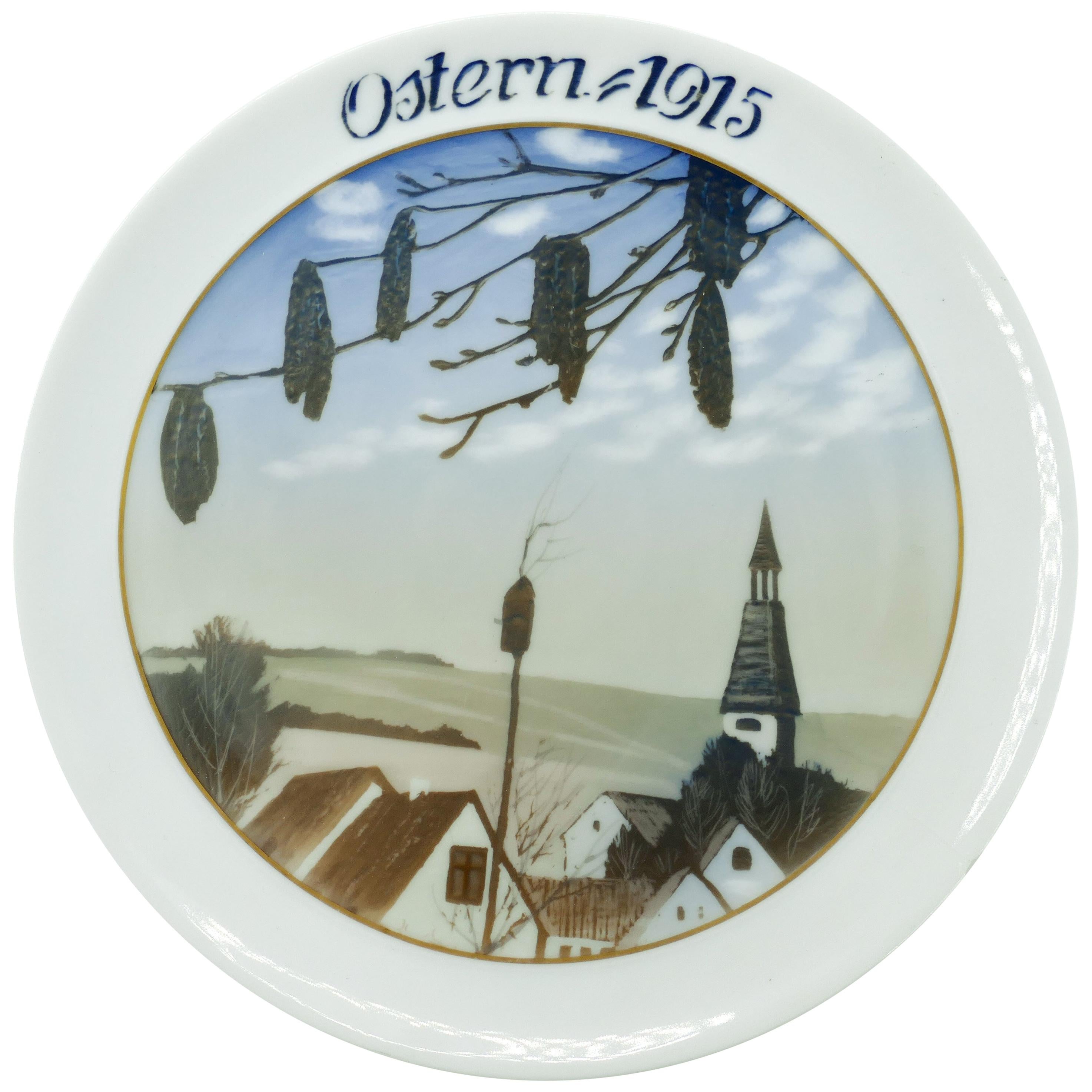 Ostern 1915, Original Artistic Ceramic Plate by Julius Van Guldbrandsen For Sale