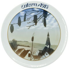 Antique Ostern 1915, Original Artistic Ceramic Plate by Julius Van Guldbrandsen