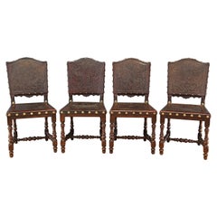 Antique Österreich/Wien 4 Stühle Mit Leder Gustav Gassmann Um 1880