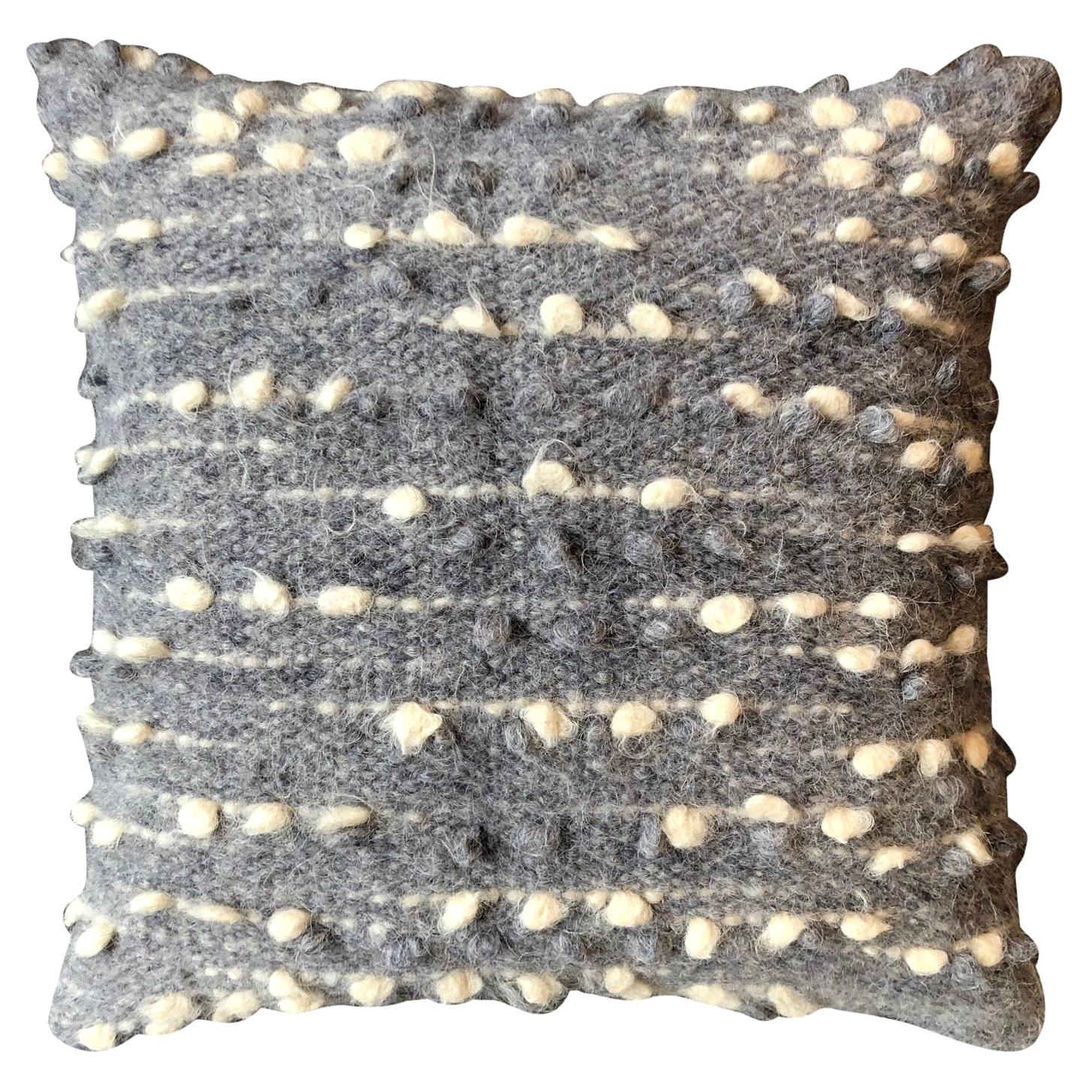 "Ostia" White and Black Wool Pillow by Le Lampade For Sale