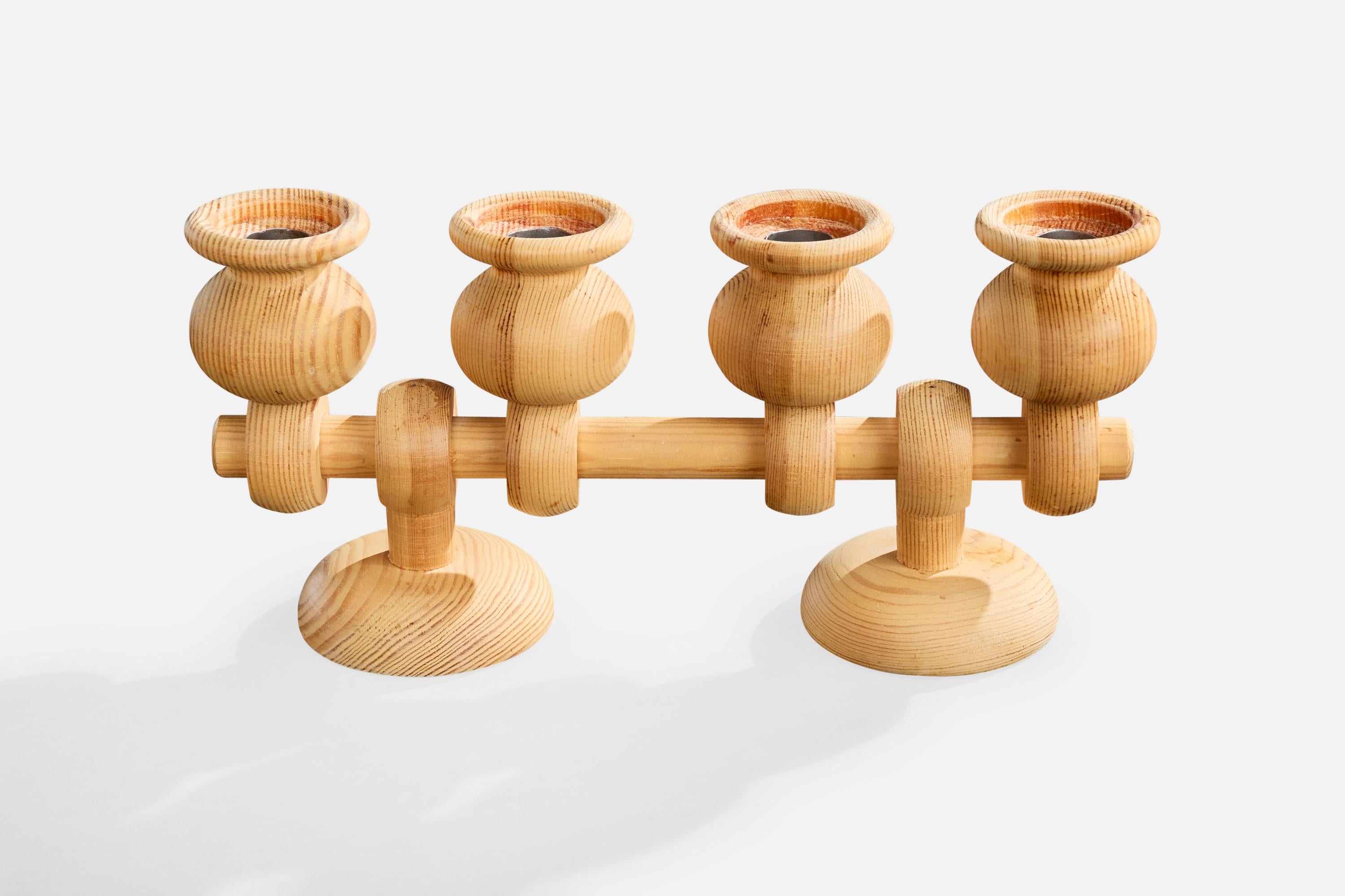 Mid-Century moderno Östlings, Candelabro, Pino, Metallo, Svezia, anni '70 in vendita