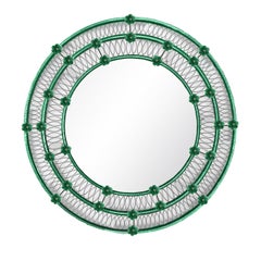 Espejo de cristal de Murano verde floral redondo Ostregher de Ongaro & Fuga