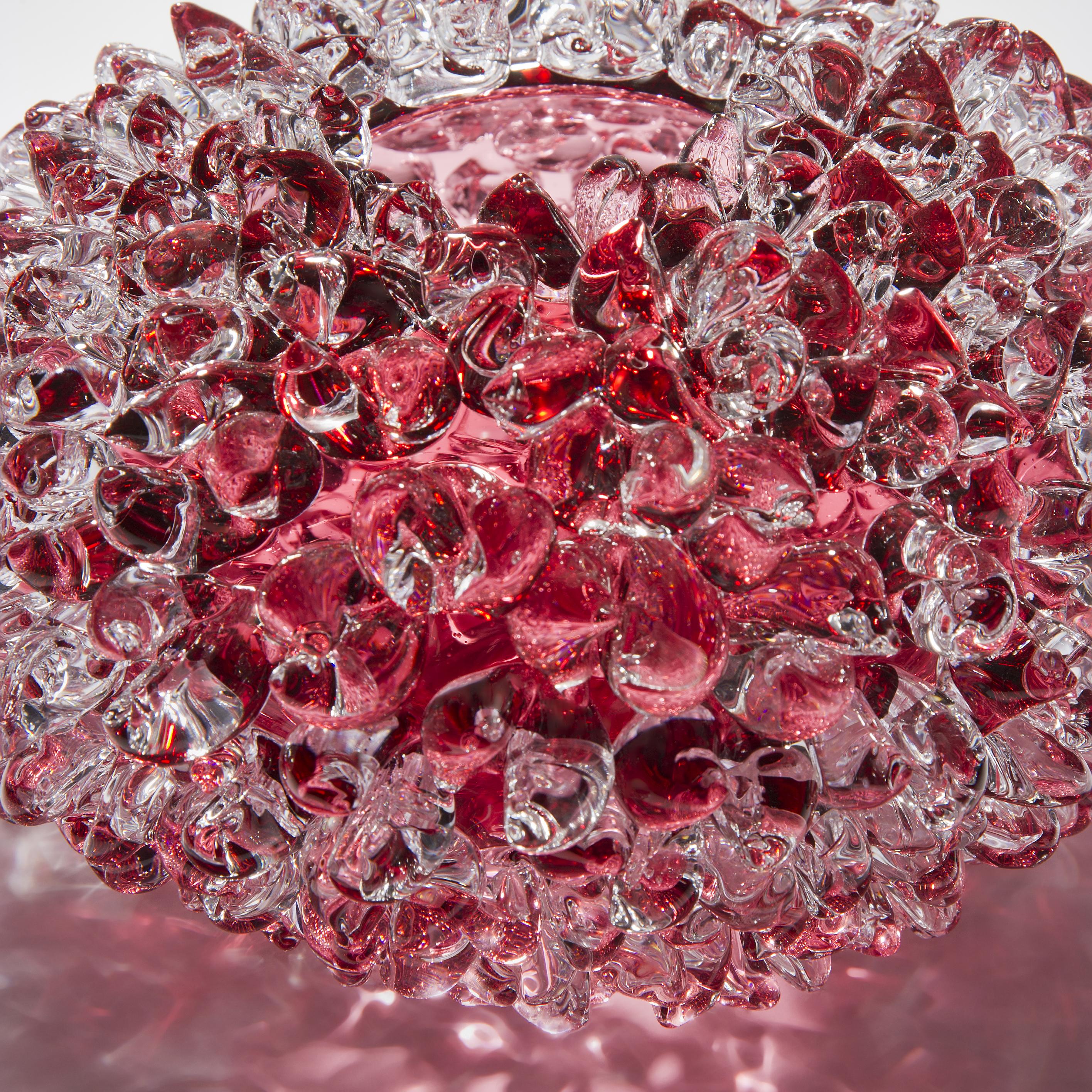 Hand-Crafted Ostreum in Heliotrope, a Unique Pink Glass Centerpiece by Katherine Huskie