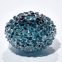 Ostreum in Steel Blue, Unique textured Glass Centrepiece by Katherine