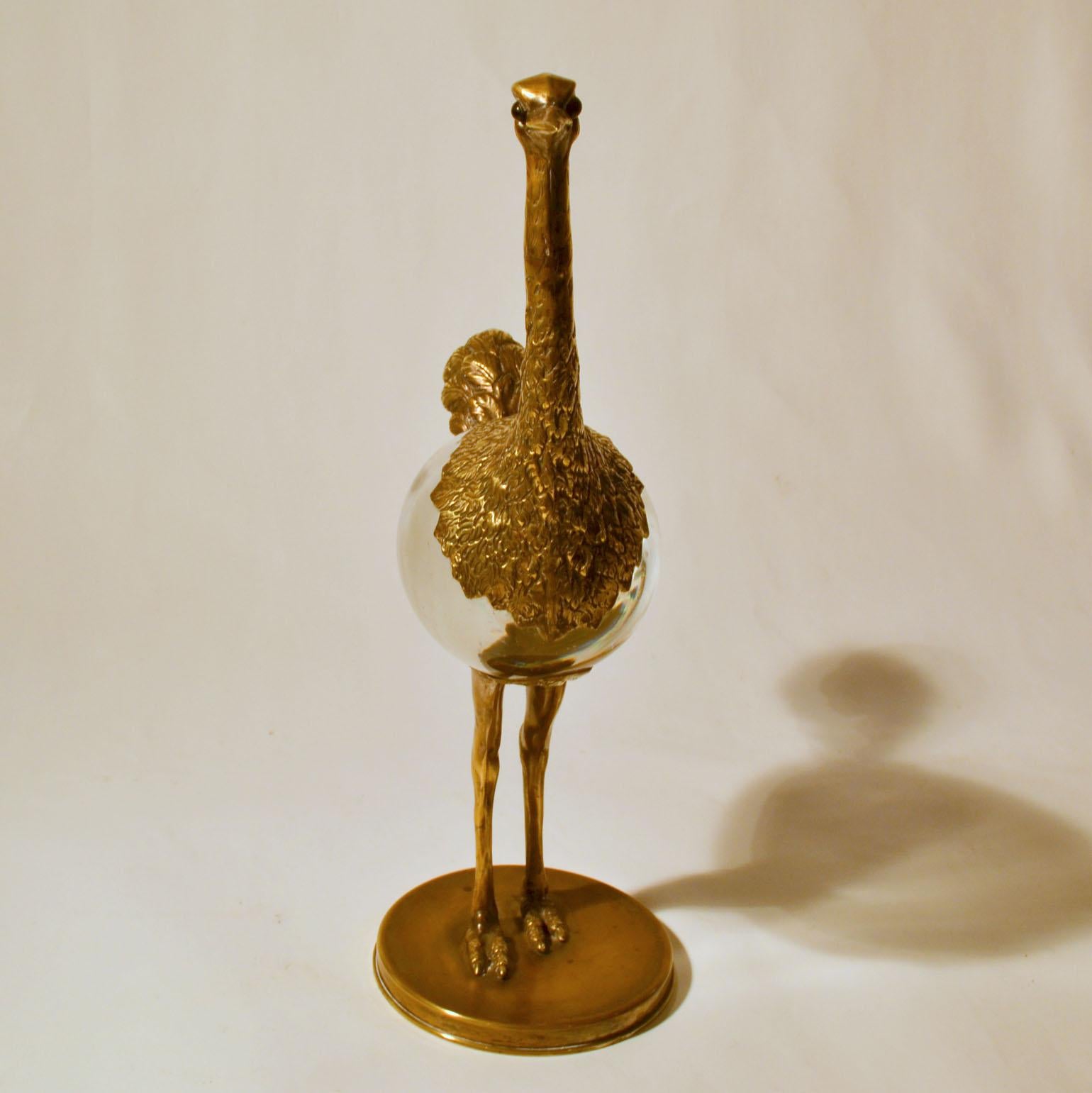 Ostrich Bird Bronze and Murano Glass Egg Sculpture by Franco Lagini, 1970s In Excellent Condition In London, GB