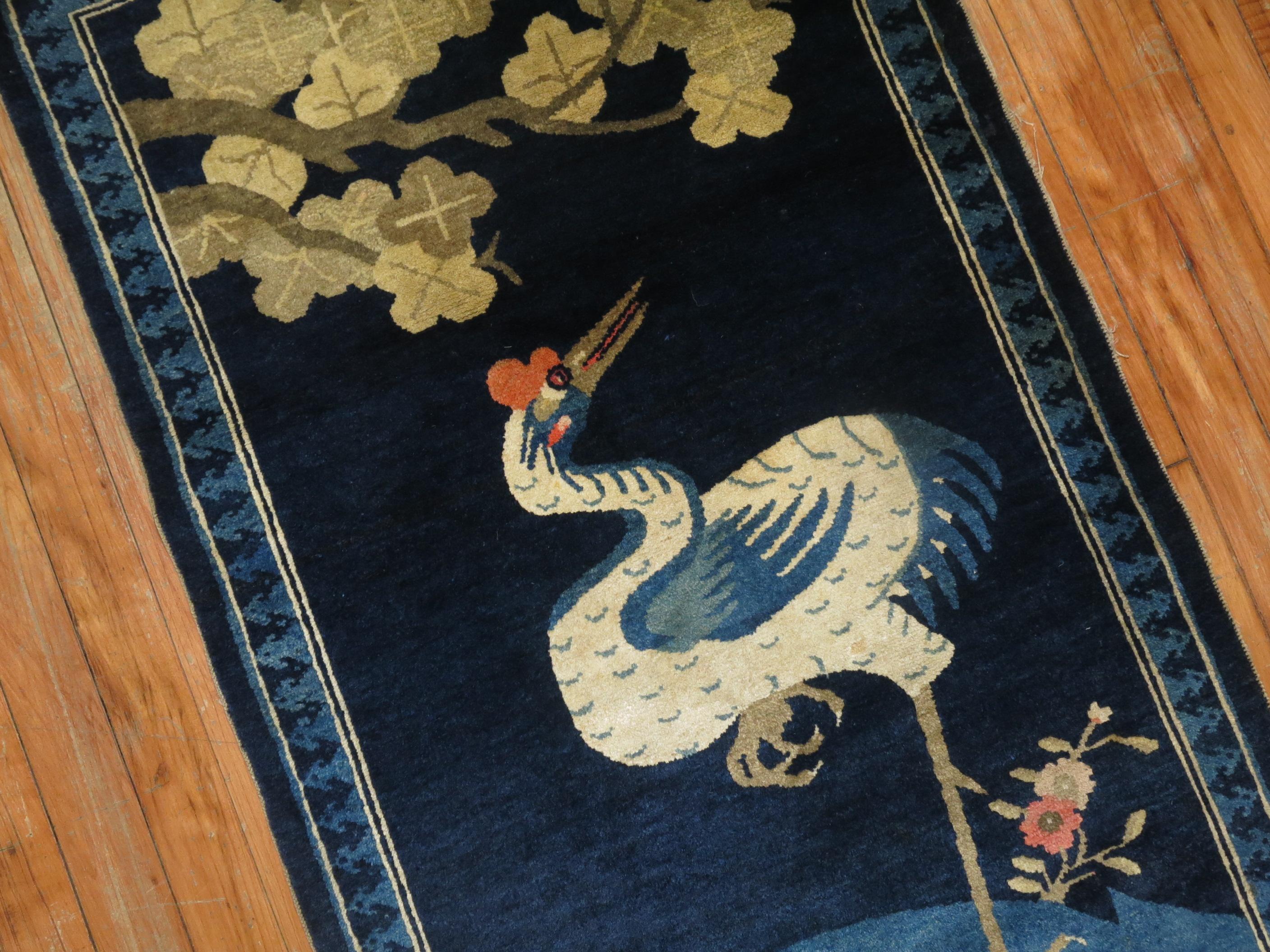 Expressionist Ostrich Chinese Pictorial Throw Rug