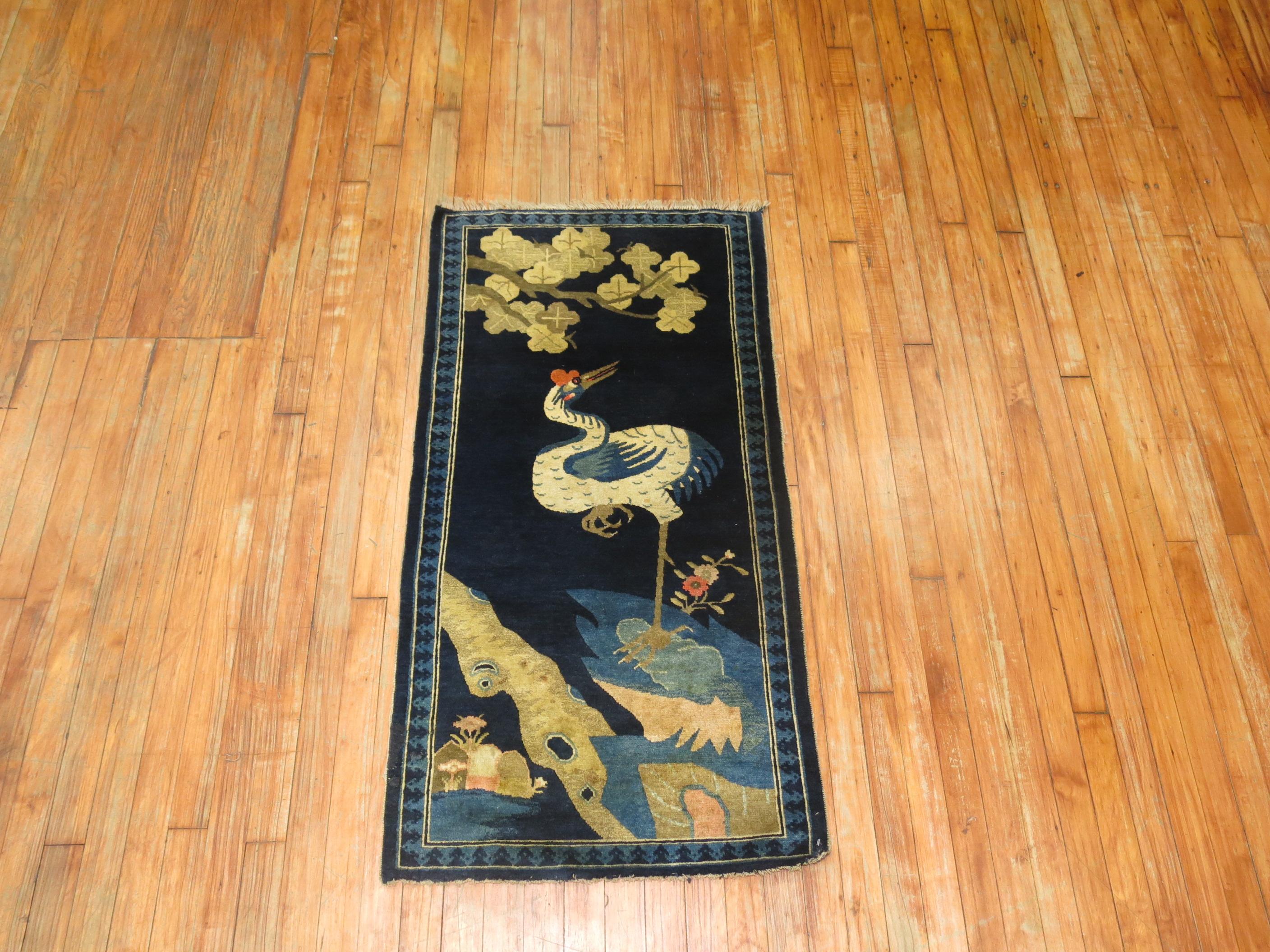 Ostrich Chinese Pictorial Throw Rug 1