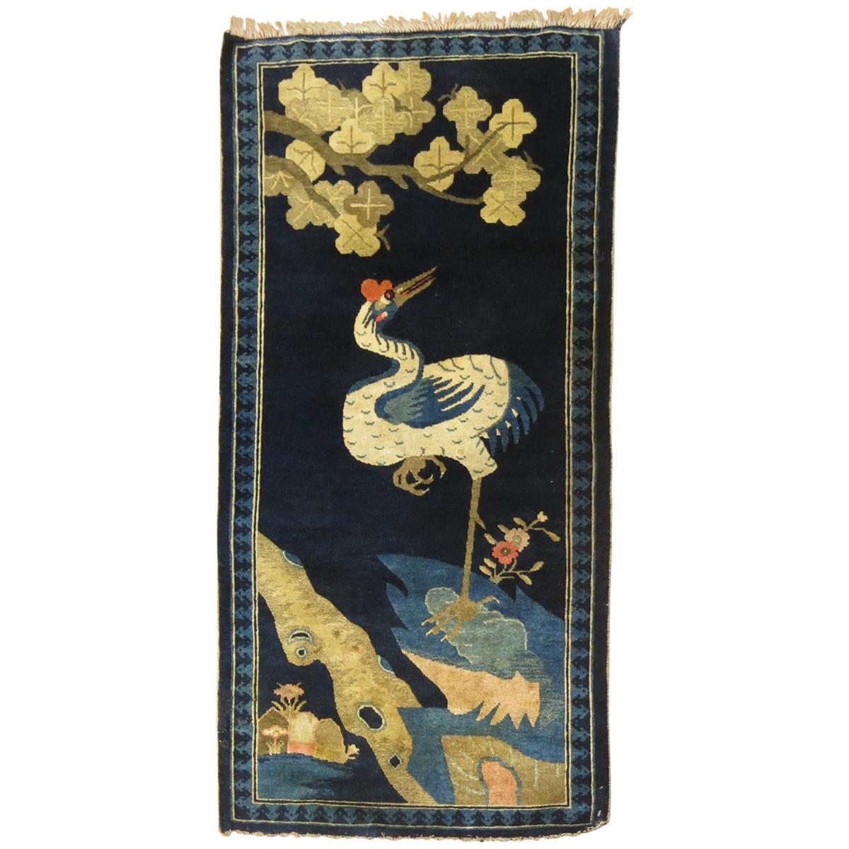 Ostrich Chinese Pictorial Throw Rug