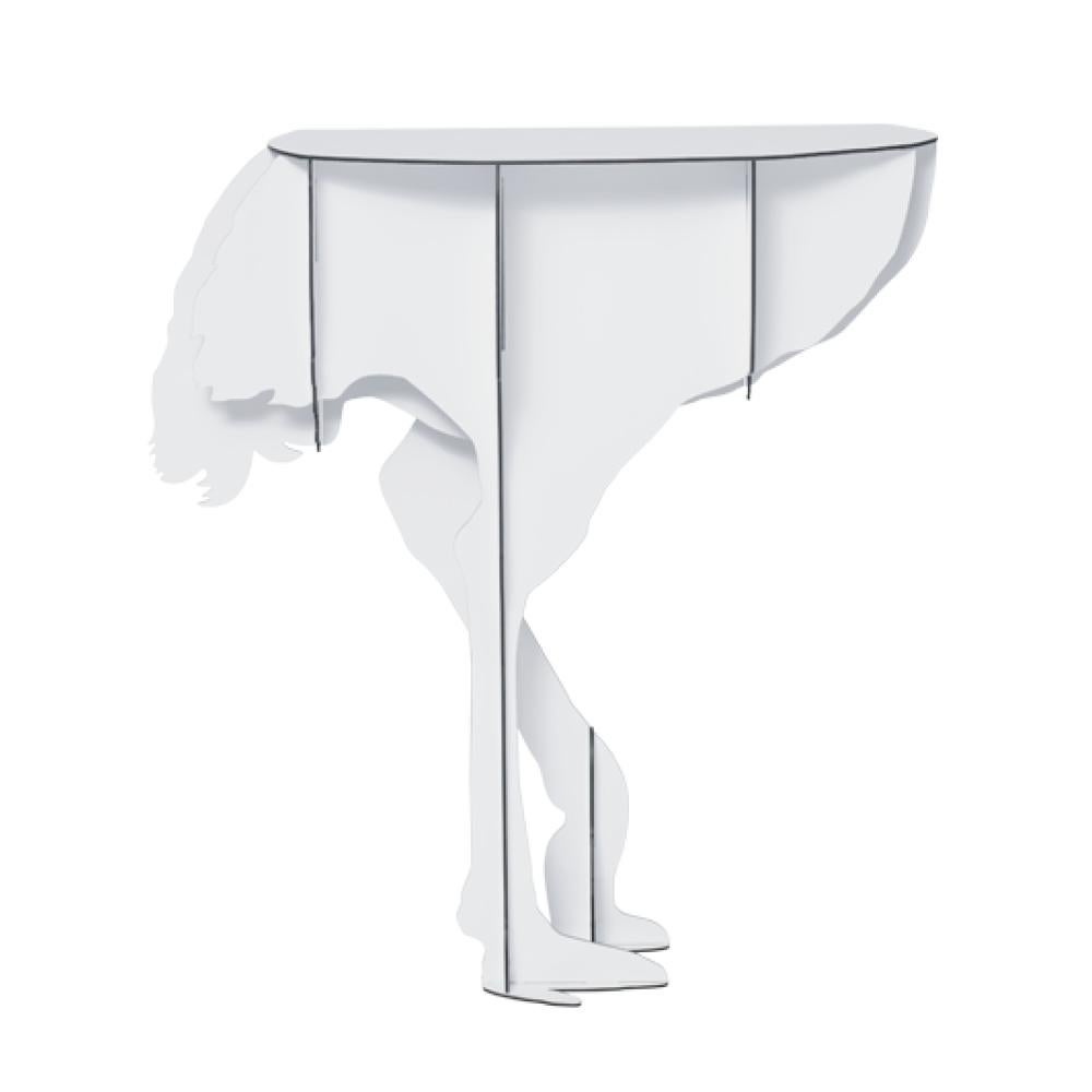 French Ostrich Console - White DIVA For Sale