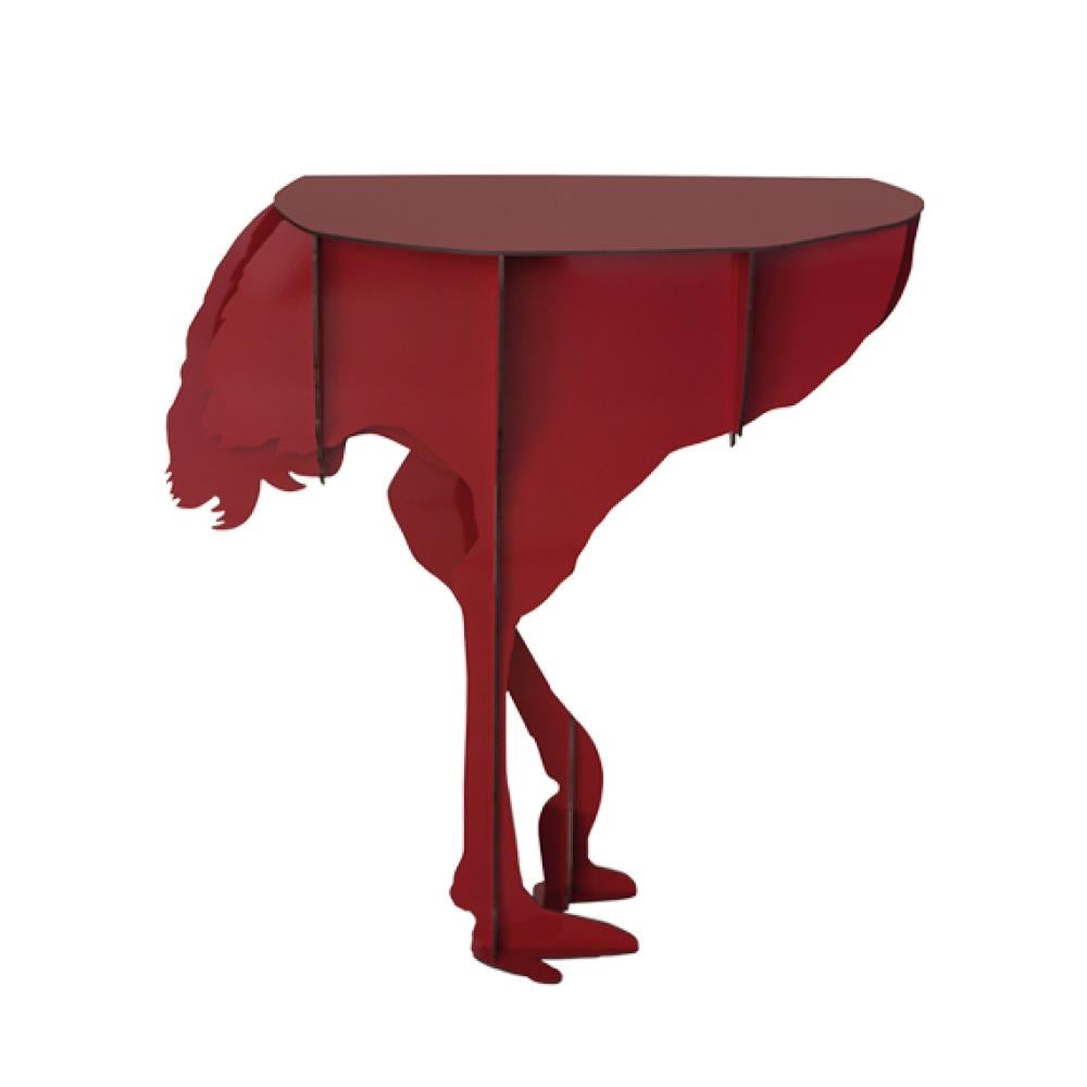 French Ostrich Console - Red DIVA For Sale