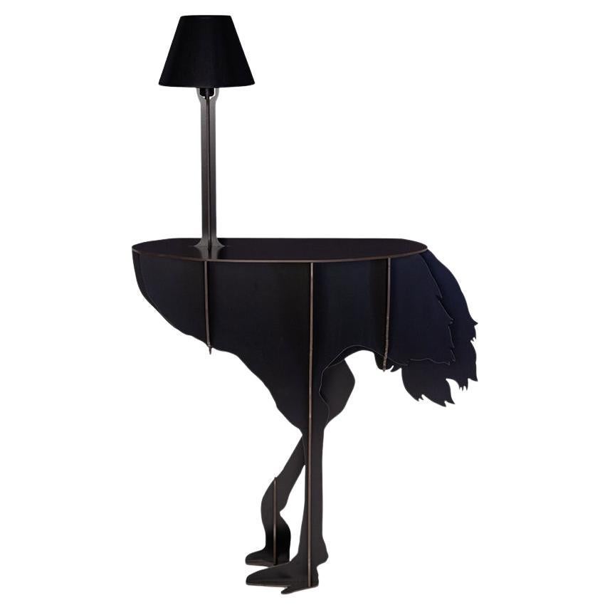 Ostrich console with light - Black DIVA LUCIA For Sale