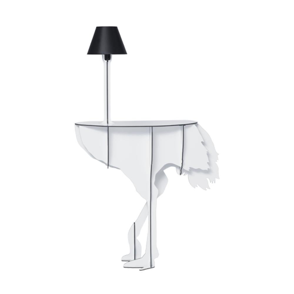 French Ostrich console with light - White DIVA LUCIA For Sale