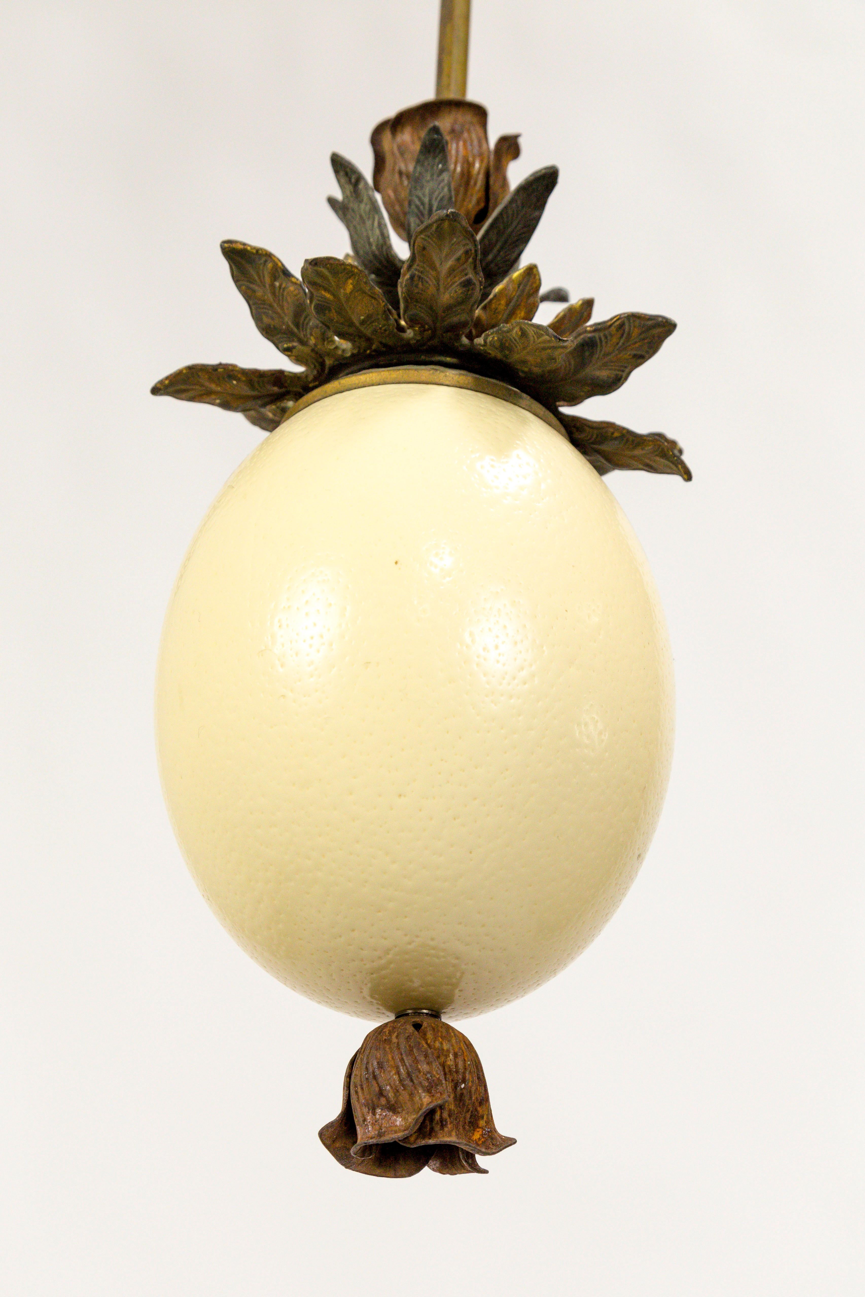 Ostrich Egg and Antique Metal Pendant 11