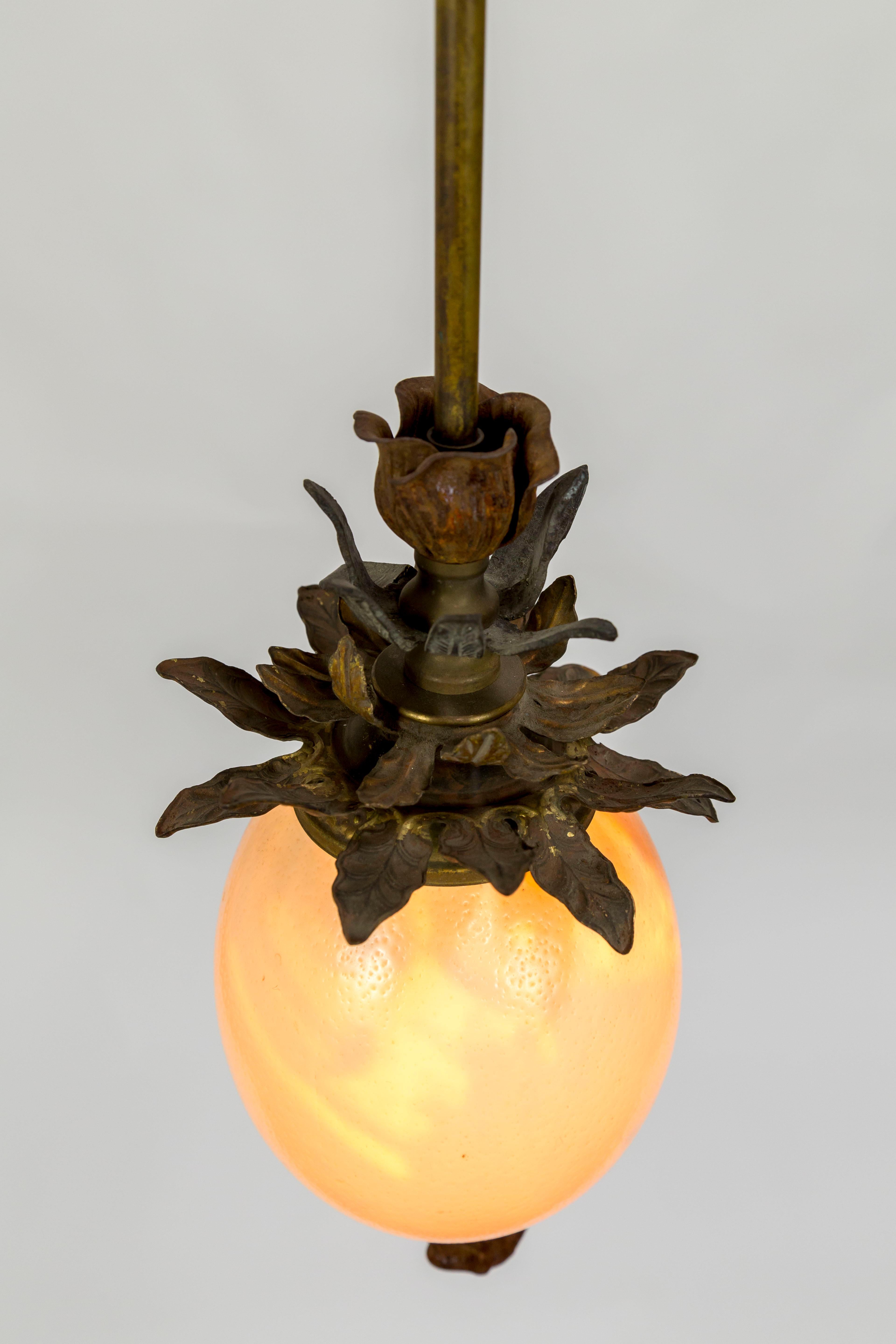 Ostrich Egg and Antique Metal Pendant 1