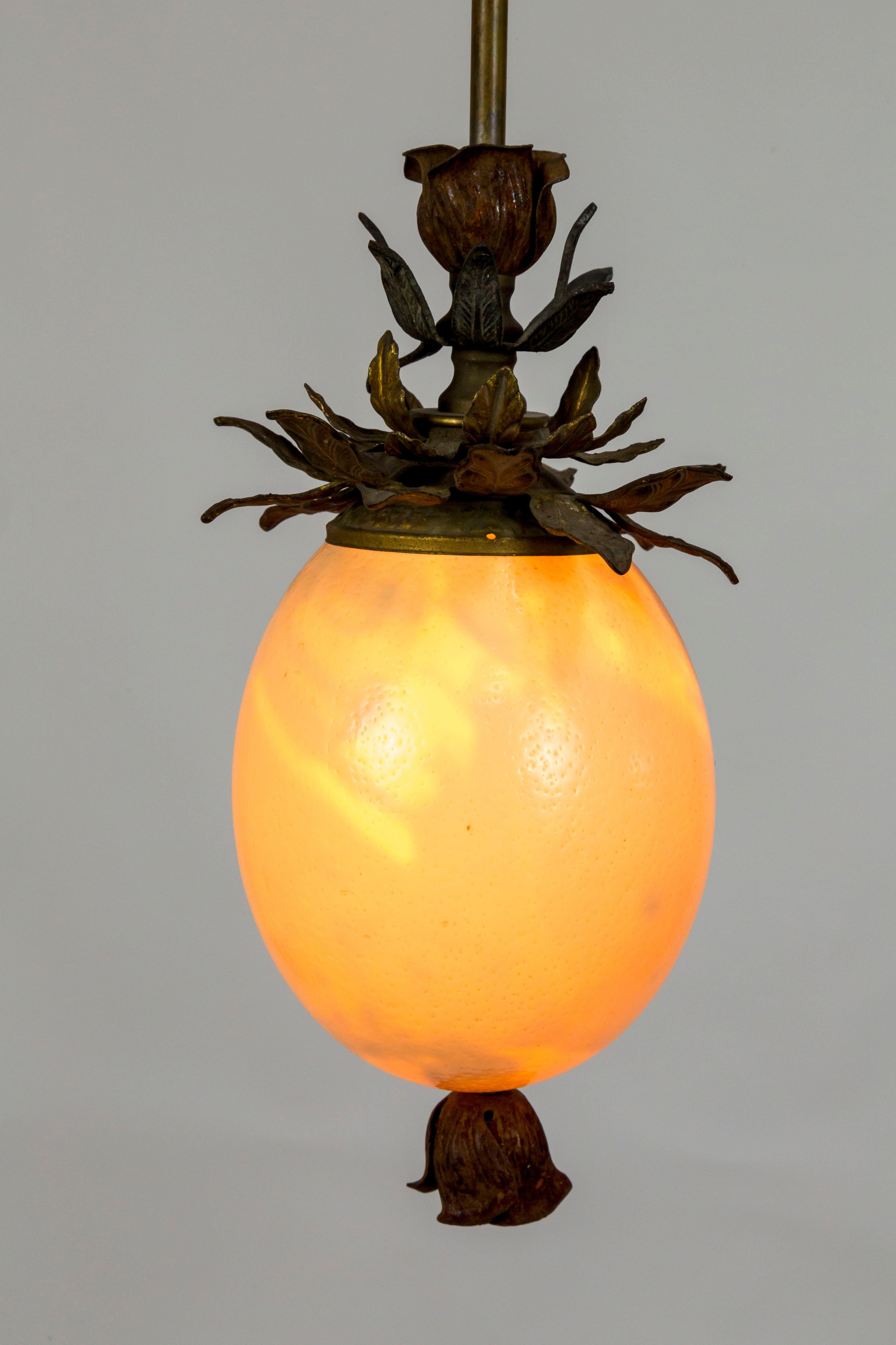 Ostrich Egg and Antique Metal Pendant 2