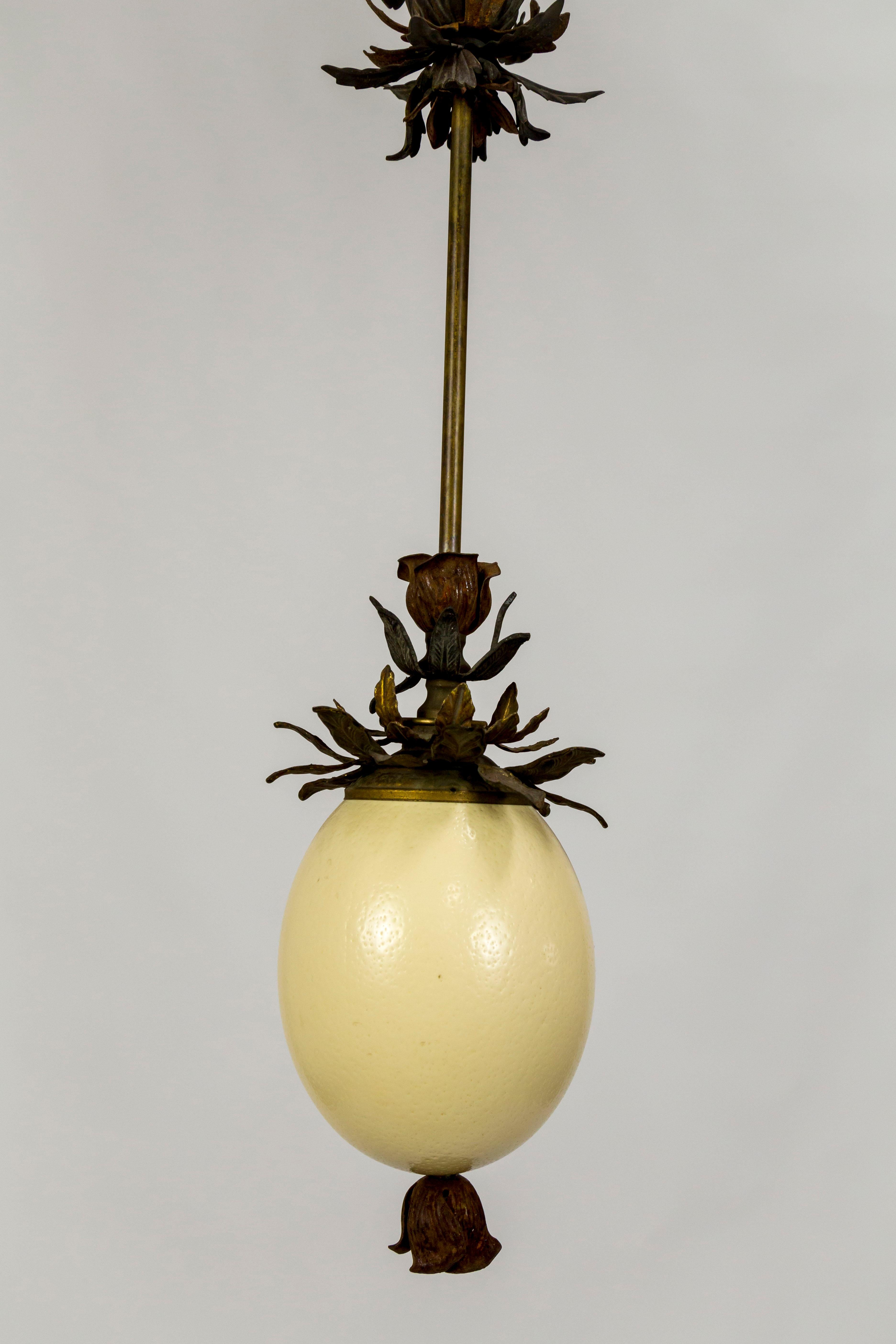 Ostrich Egg and Antique Metal Pendant 3