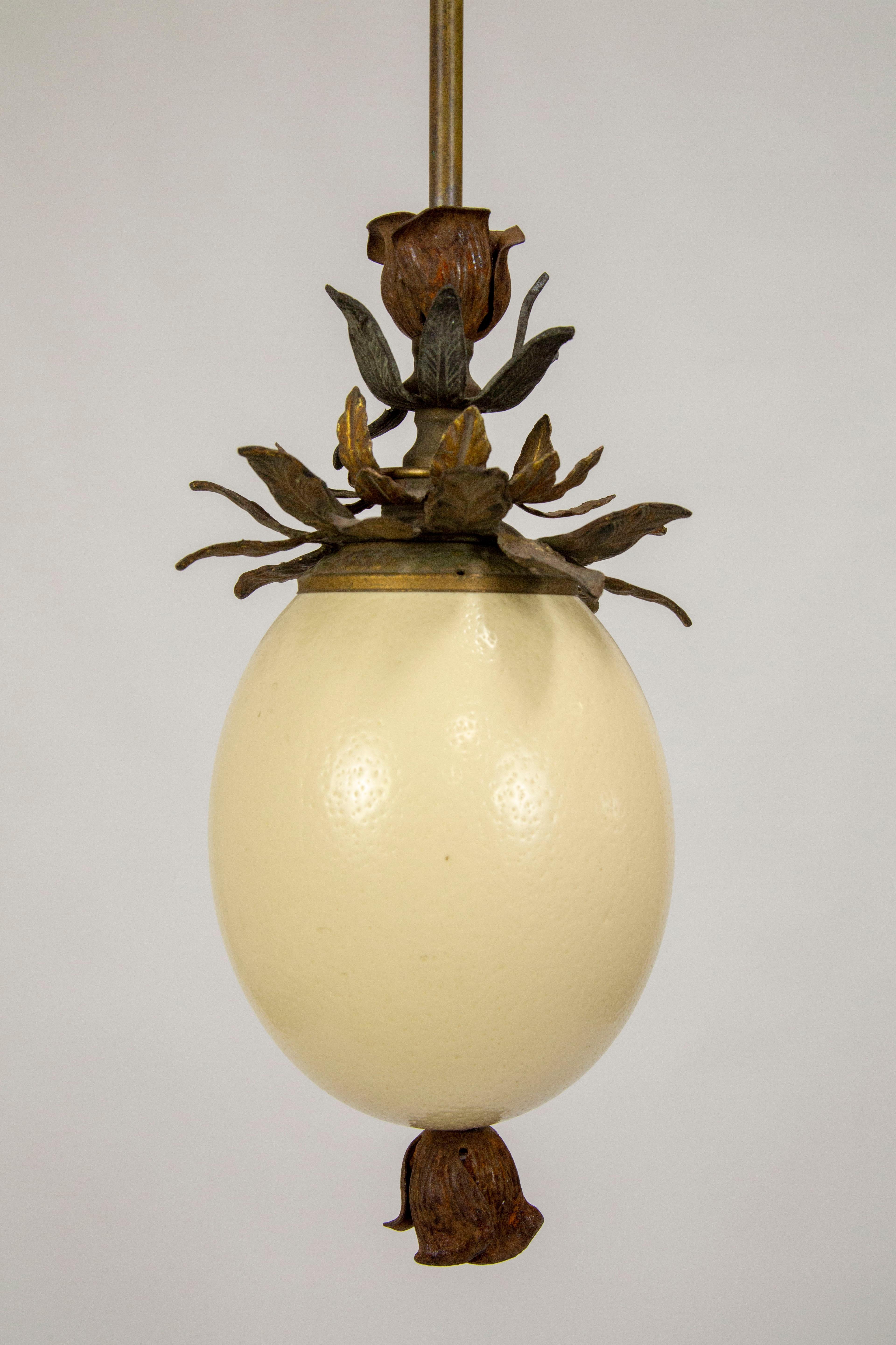 Ostrich Egg and Antique Metal Pendant 5