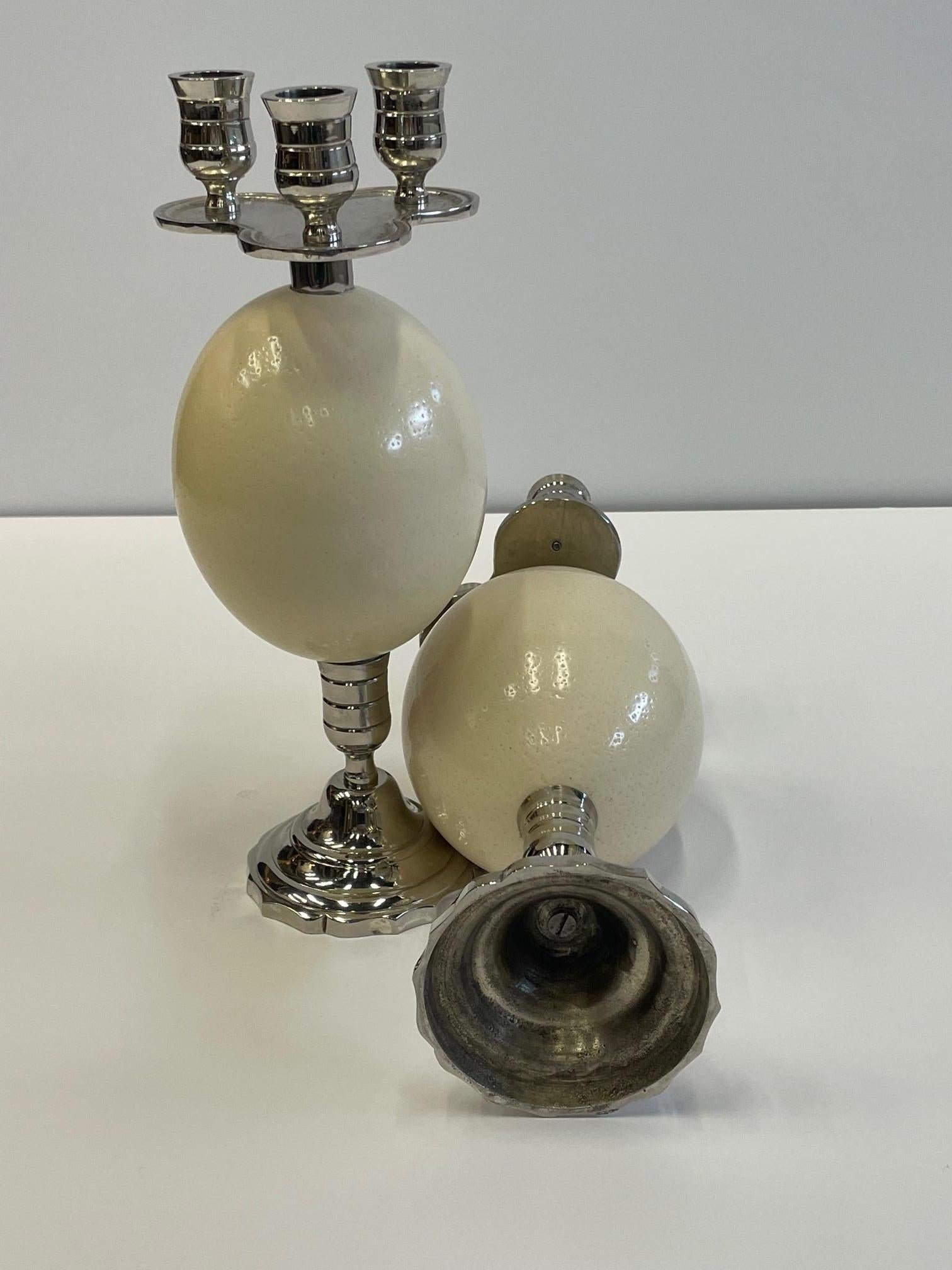 Ostrich Egg and Silver Plate Candlesticks Anthony Redmill 1