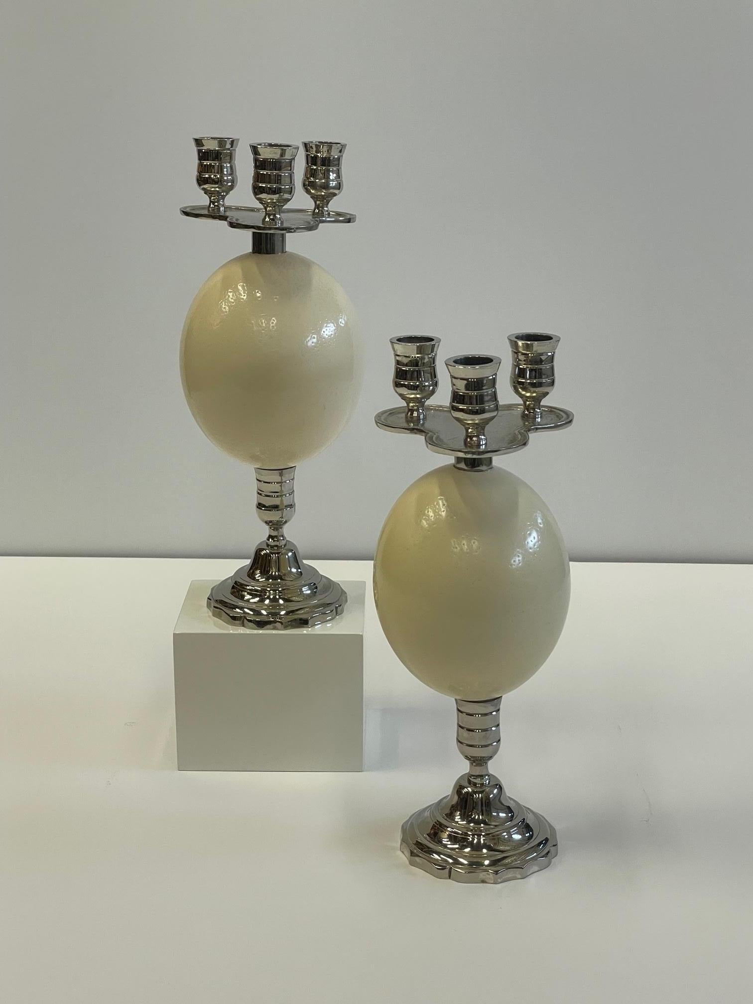 Ostrich Egg and Silver Plate Candlesticks Anthony Redmill 2