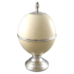 Boîte en argent sterling et œuf d'autruche