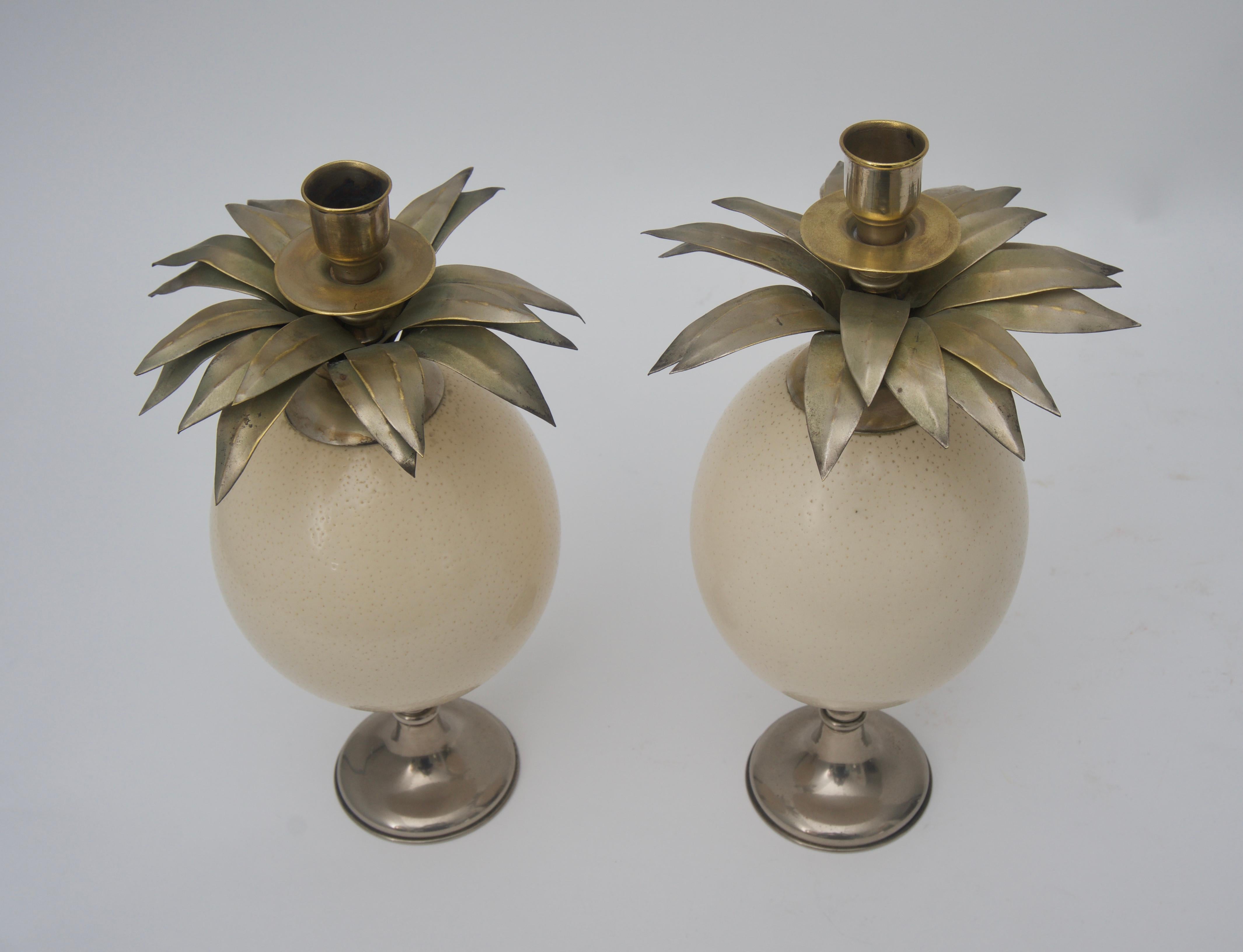 This stylish pair of candleholders are in the exotic taste that was so coveted by Tony Duquette and were recently acquired from a Palm Beach estate.