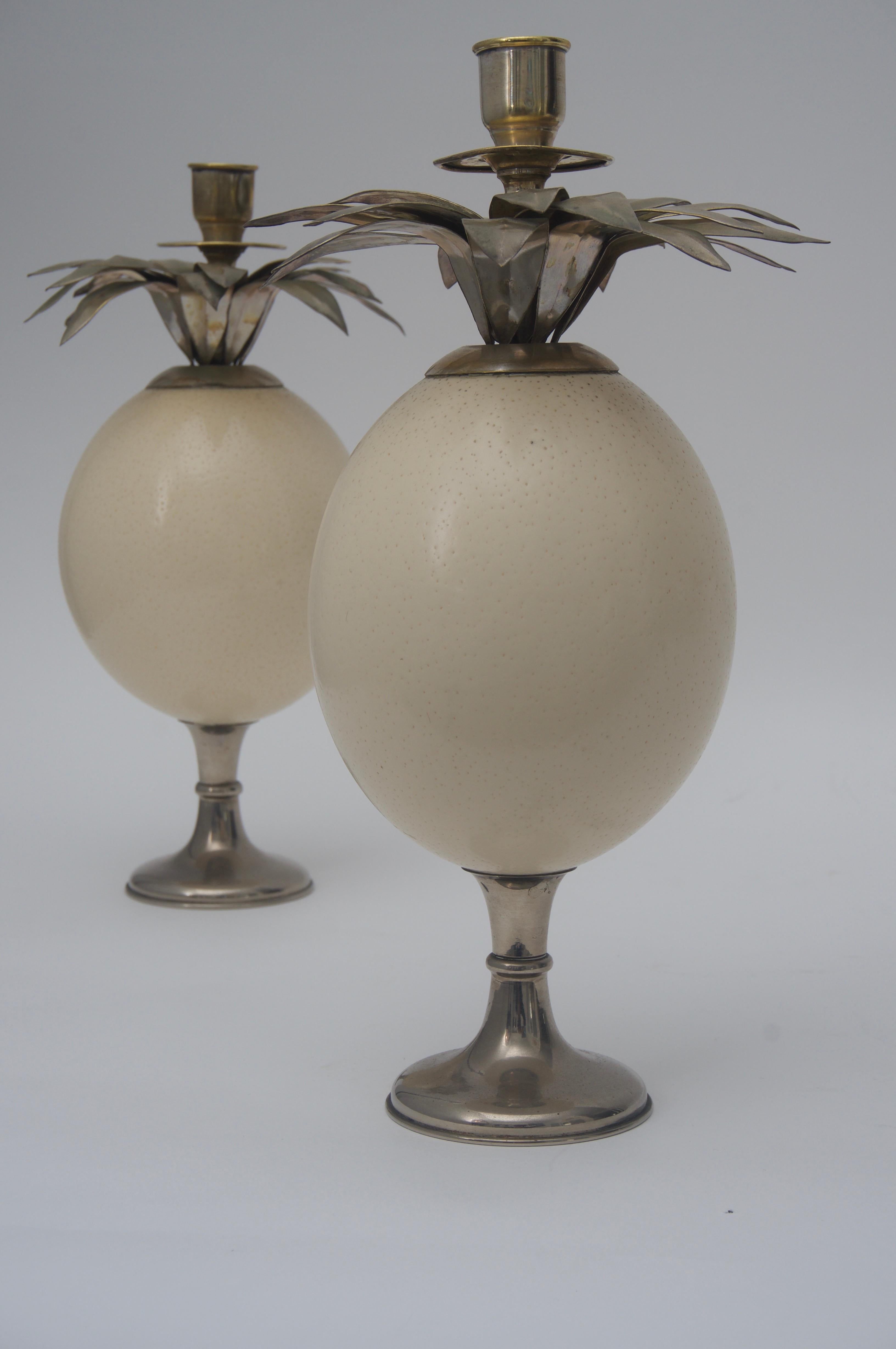 Italian Ostrich Egg Candleholders