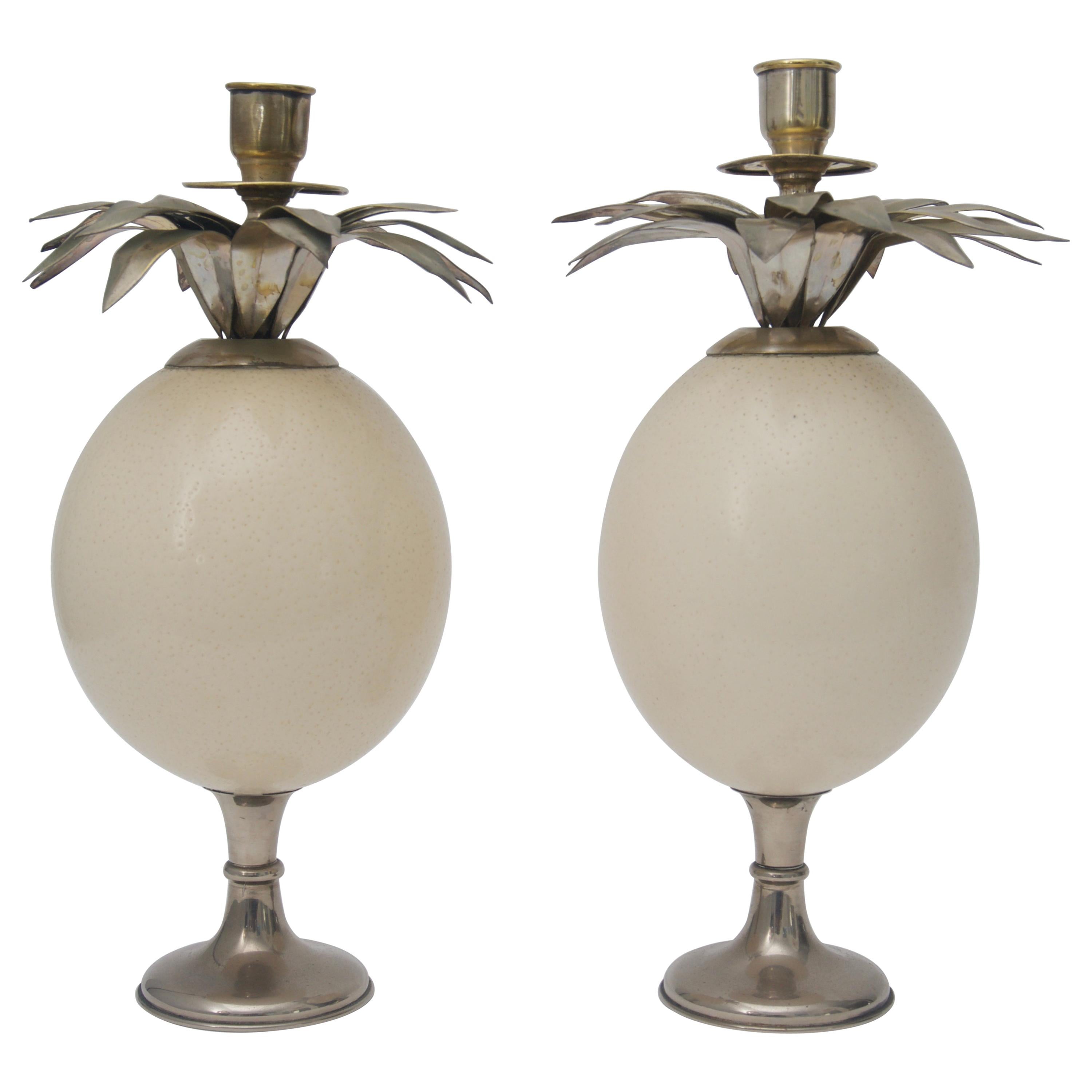 Ostrich Egg Candleholders