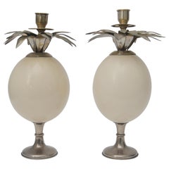 Retro Ostrich Egg Candleholders