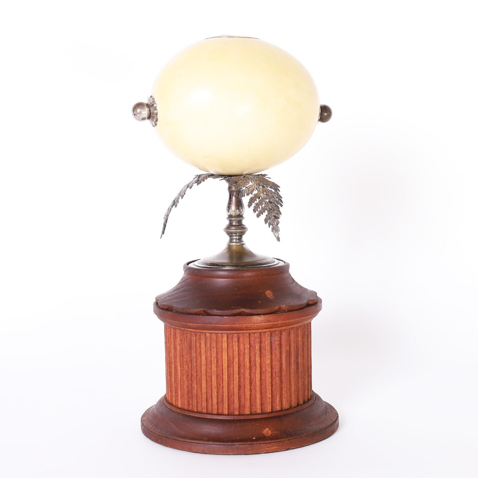 Hand-Crafted Ostrich Egg Candlestick For Sale