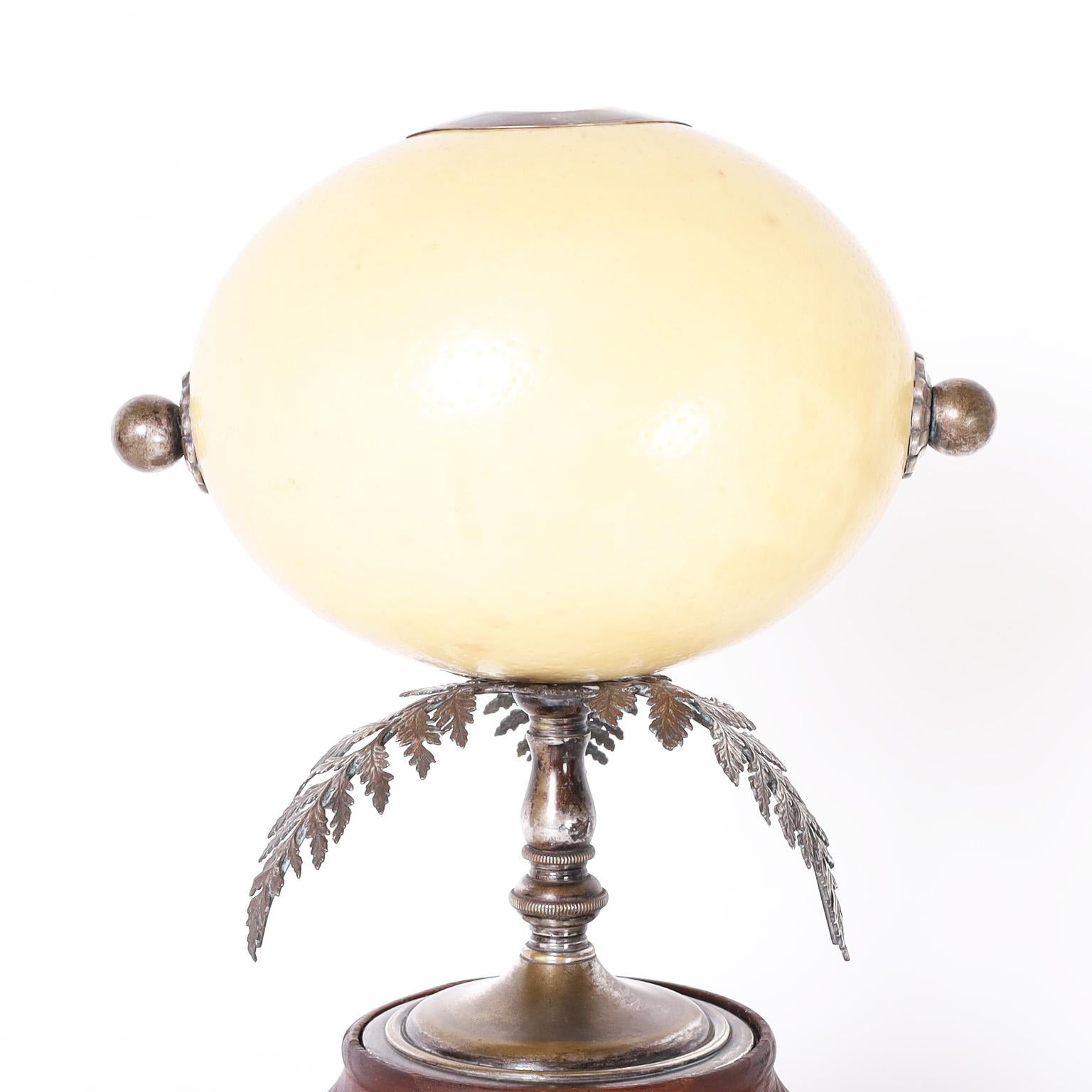 Ostrich Egg Candlestick In Good Condition For Sale In Palm Beach, FL