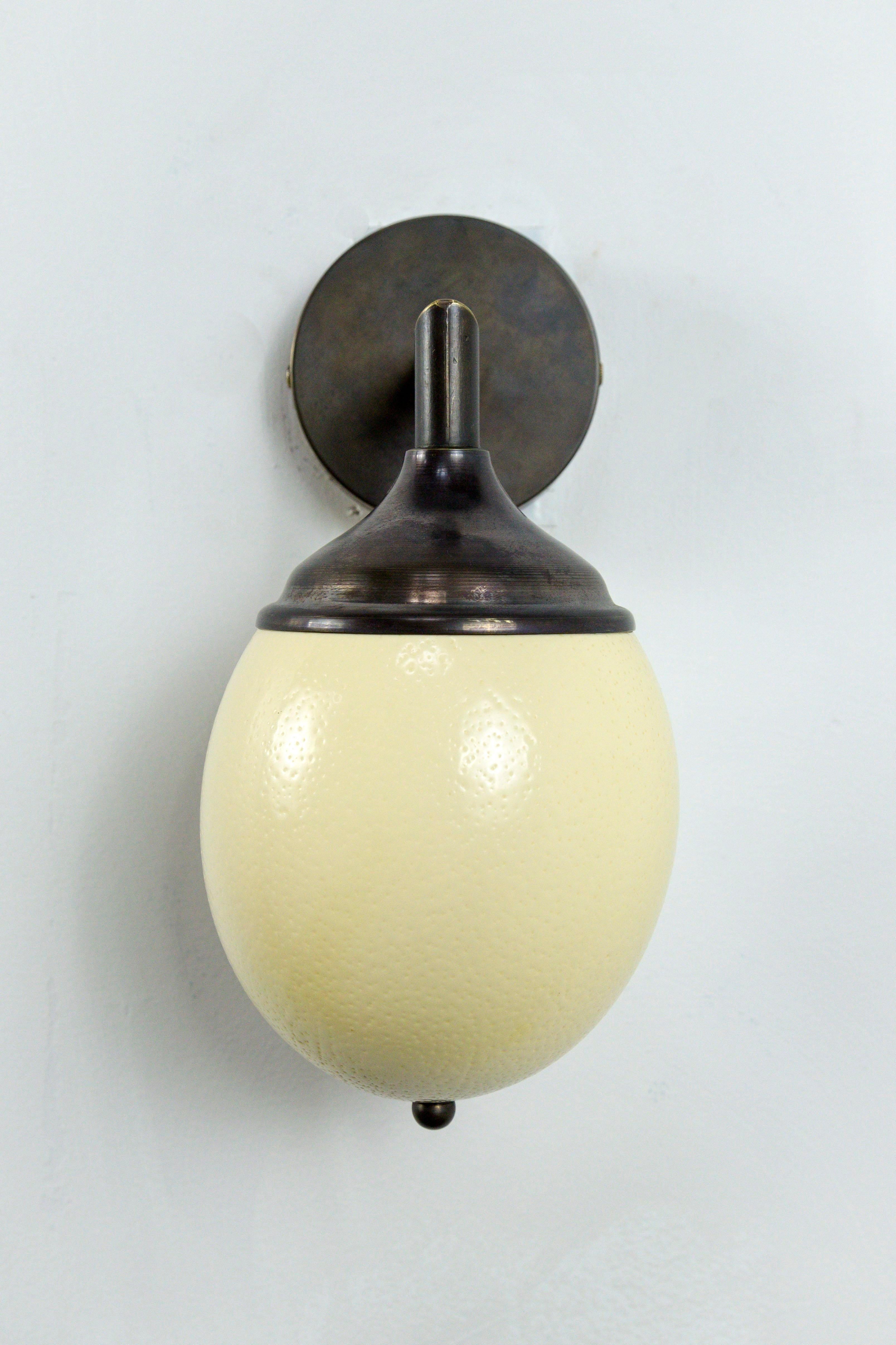 Organic Modern Ostrich Egg Cast Brass Arm Sconce