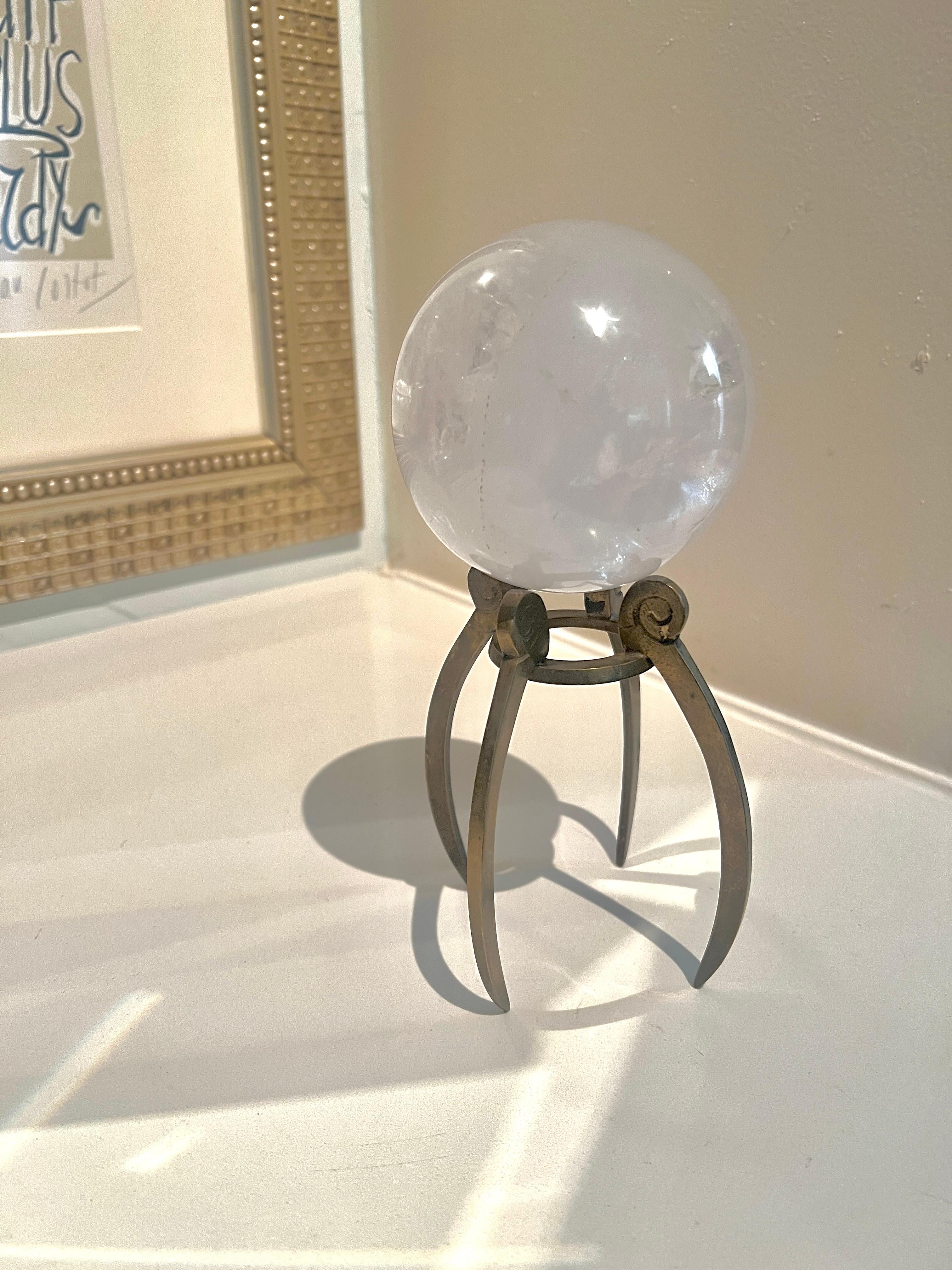 Organic Modern Ostrich Egg on Custom Brass Stand For Sale