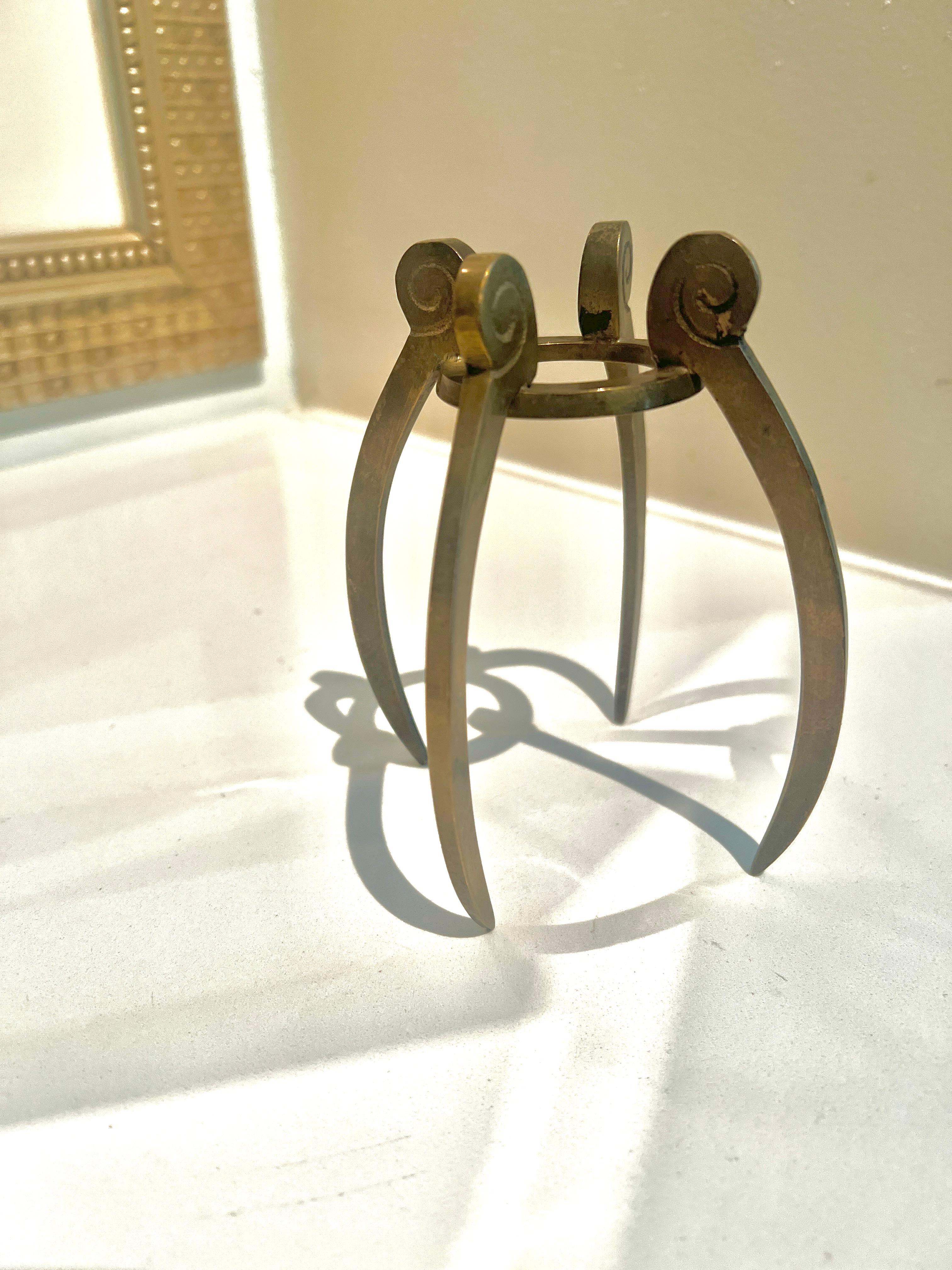 Ostrich Egg on Custom Brass Stand In Good Condition For Sale In Los Angeles, CA