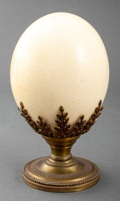 Ostrich Egg on Louis XVI Style Brass Stand