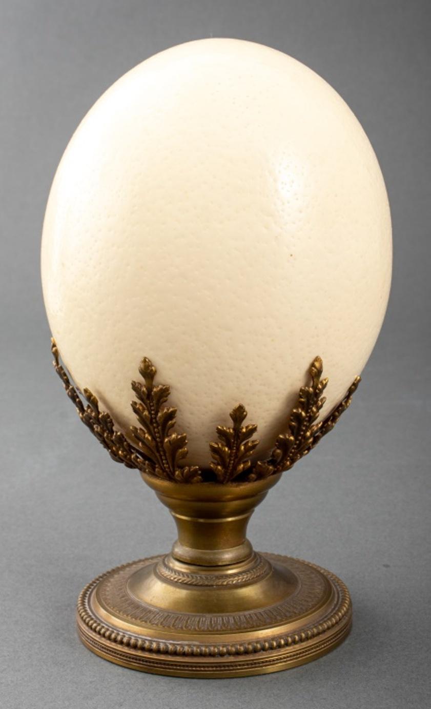 Ostrich Egg on Louis XVI Style Brass Stand In Good Condition In New York, NY