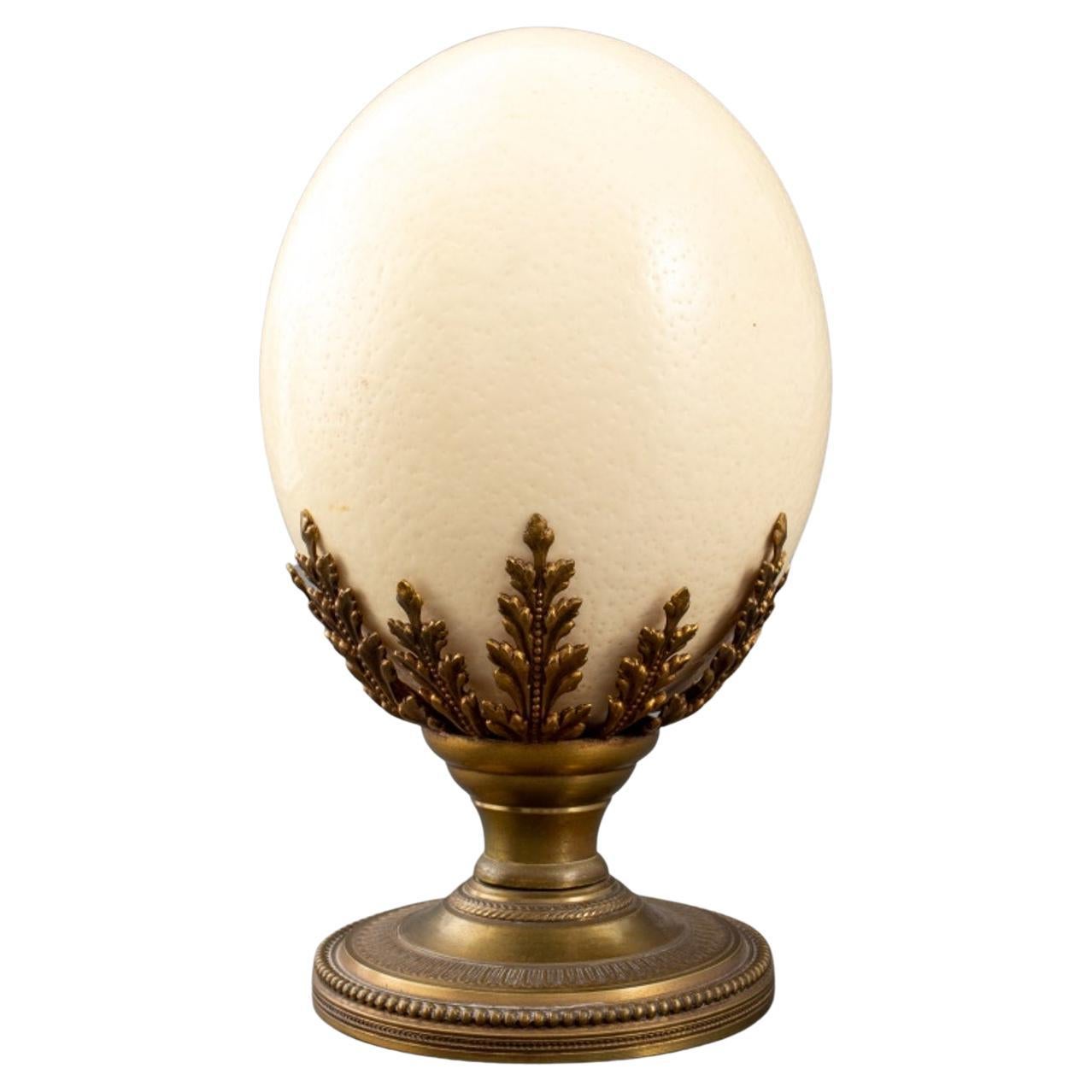 Ostrich Egg on Louis XVI Style Brass Stand