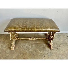Ostrich Embossed Silvered Benches With Nailhead Trim Detail