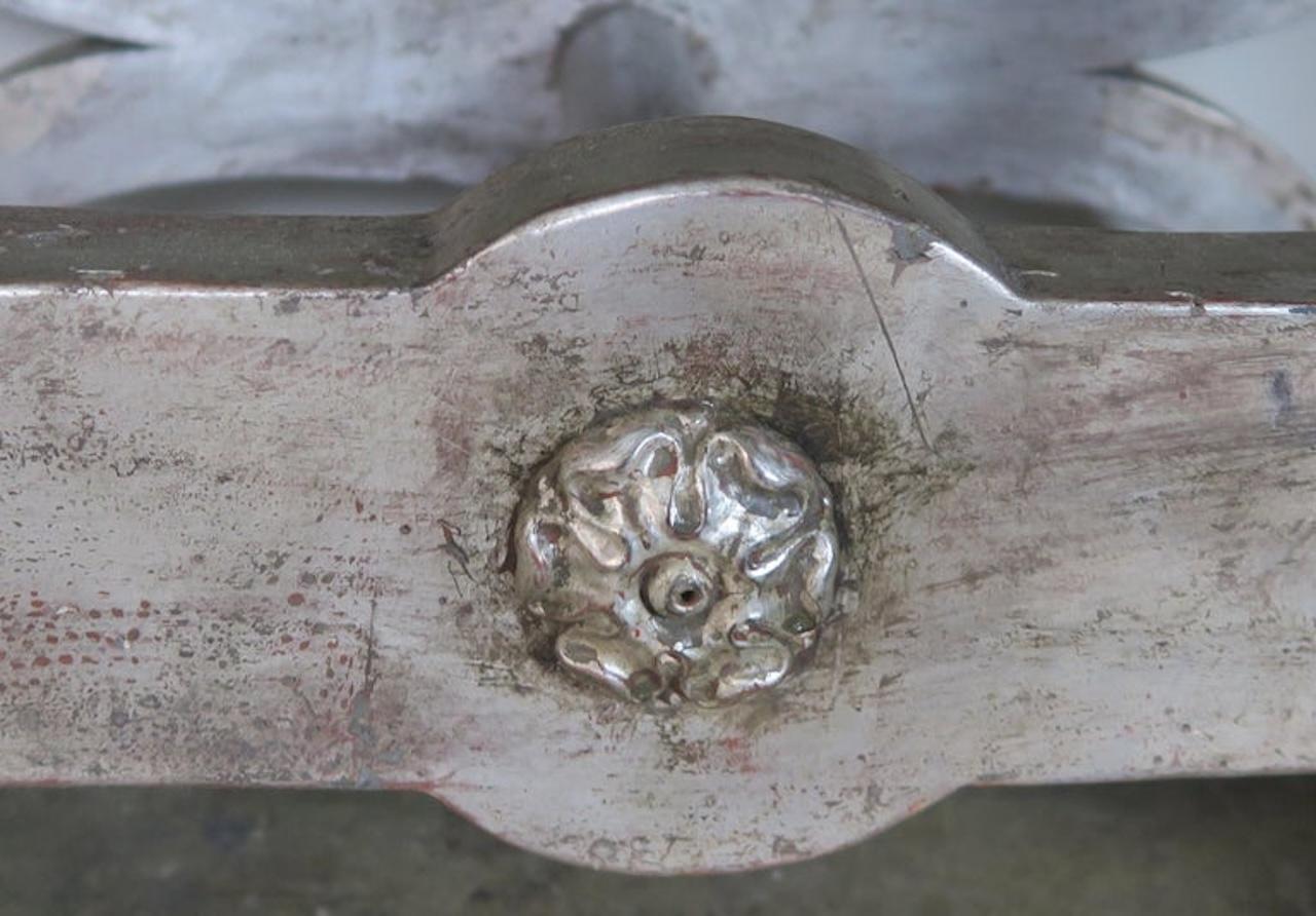 20th Century Ostrich Embossed Silvered Benches with Nailhead Trim Detail