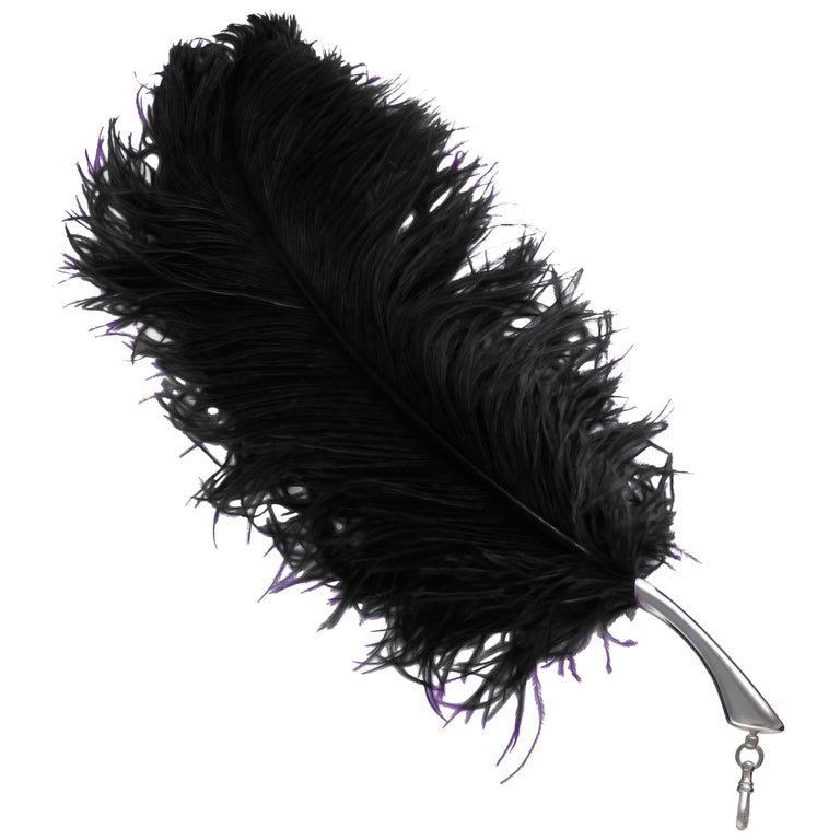 "Ostrich Feather Tickler Attachment" Sterling Silver 925 in Stock For Sale
