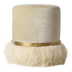 Ostrich Fluff Cream 450 Diameter Velvet Pouf By Egg Designs