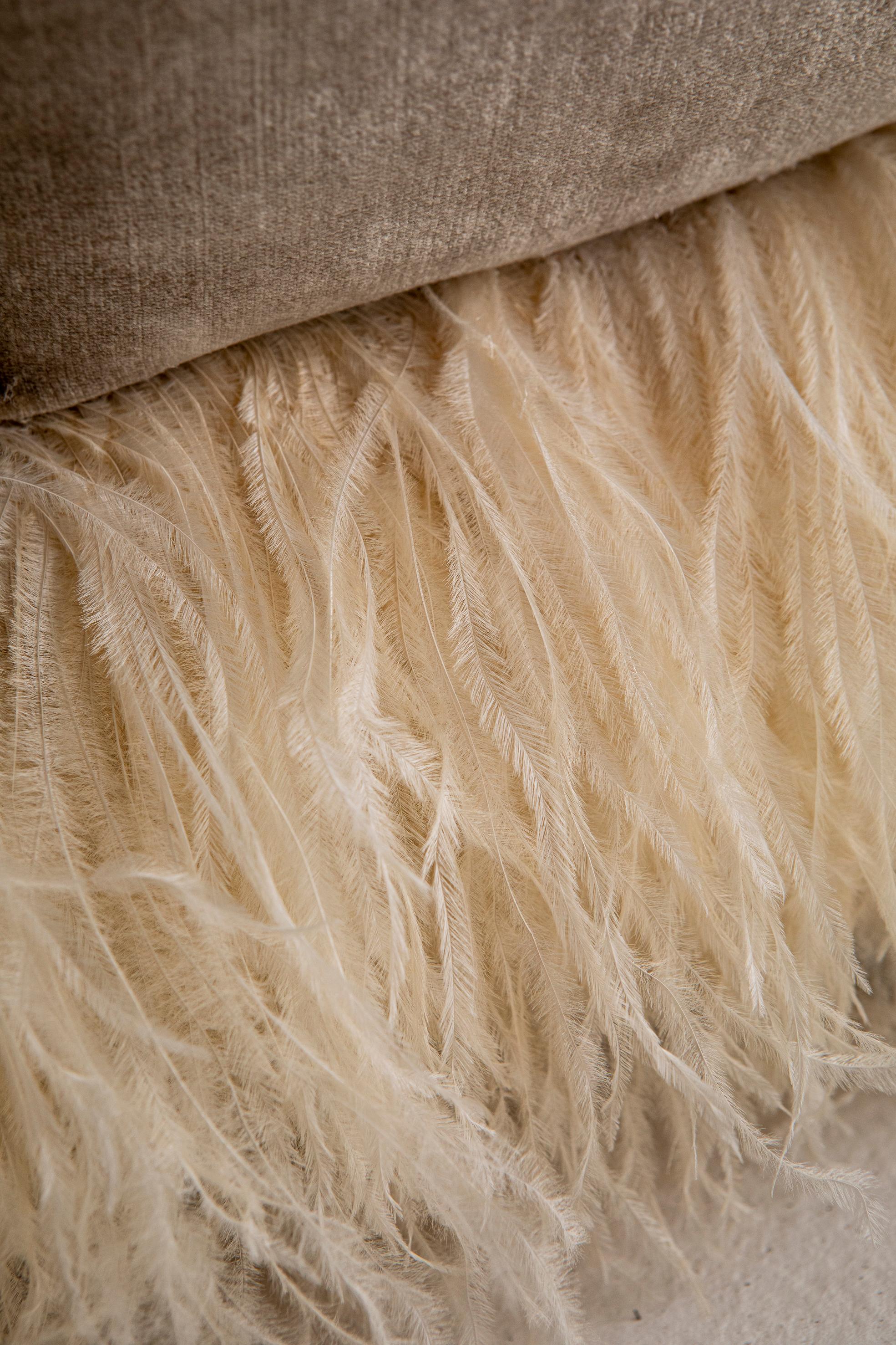 Brass Ostrich Fluff Lounge Chair by Egg Designs For Sale