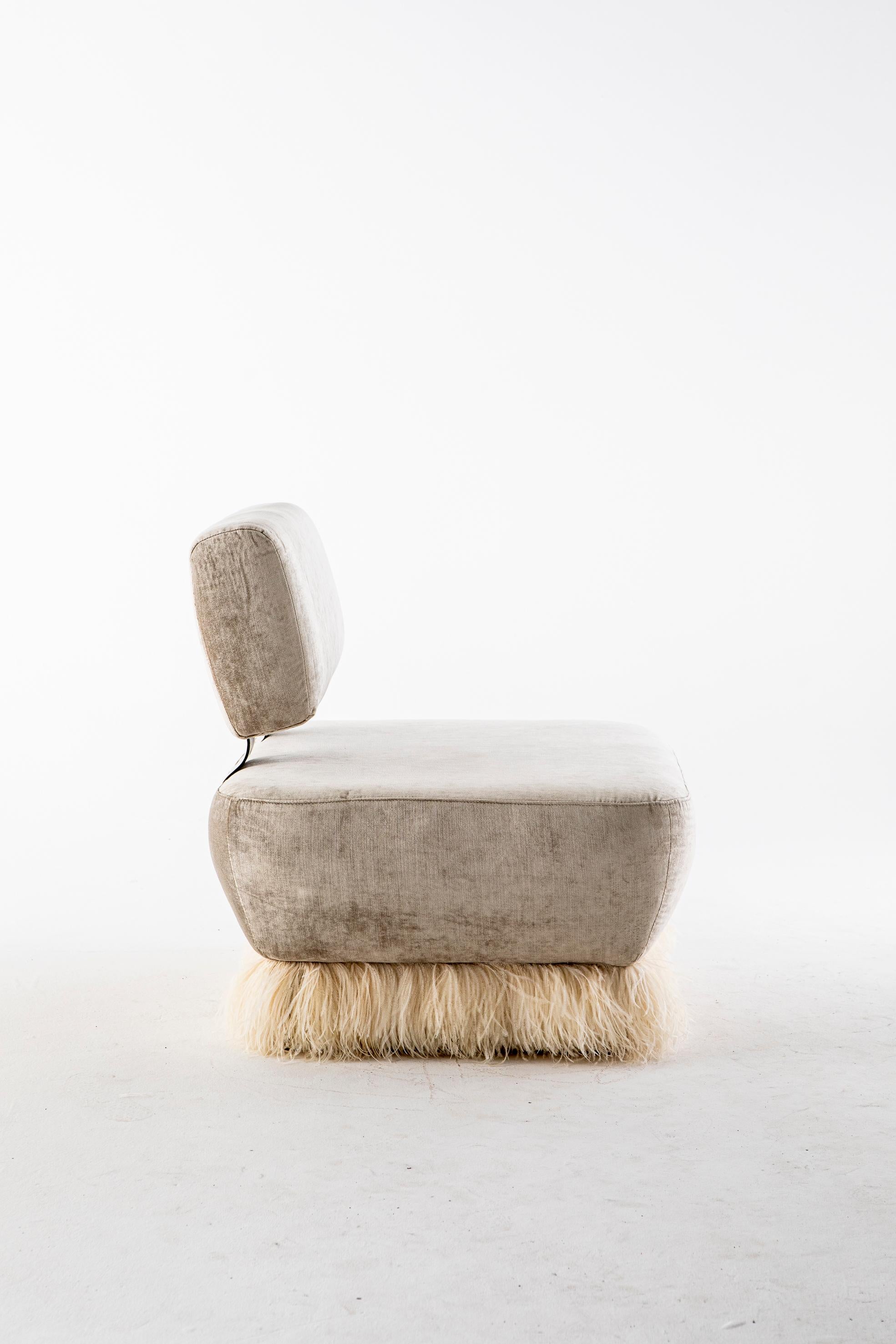 Modern Ostrich Fluff Lounge Chair by Egg Designs For Sale