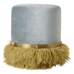 Ostrich Fluff Ocean 450 Diameter Velvet Pouf By Egg Designs