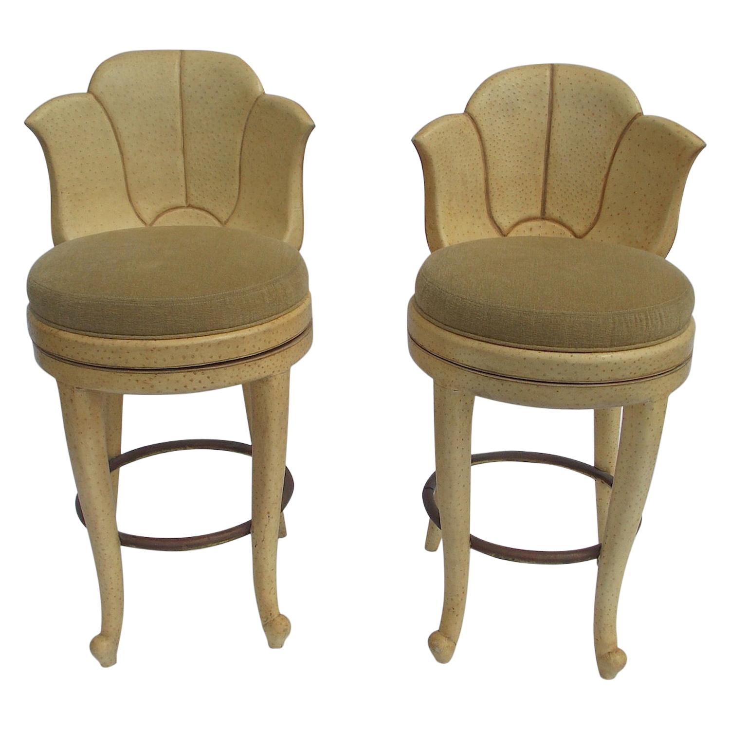 Ostrich Leather Bar Stools For Sale
