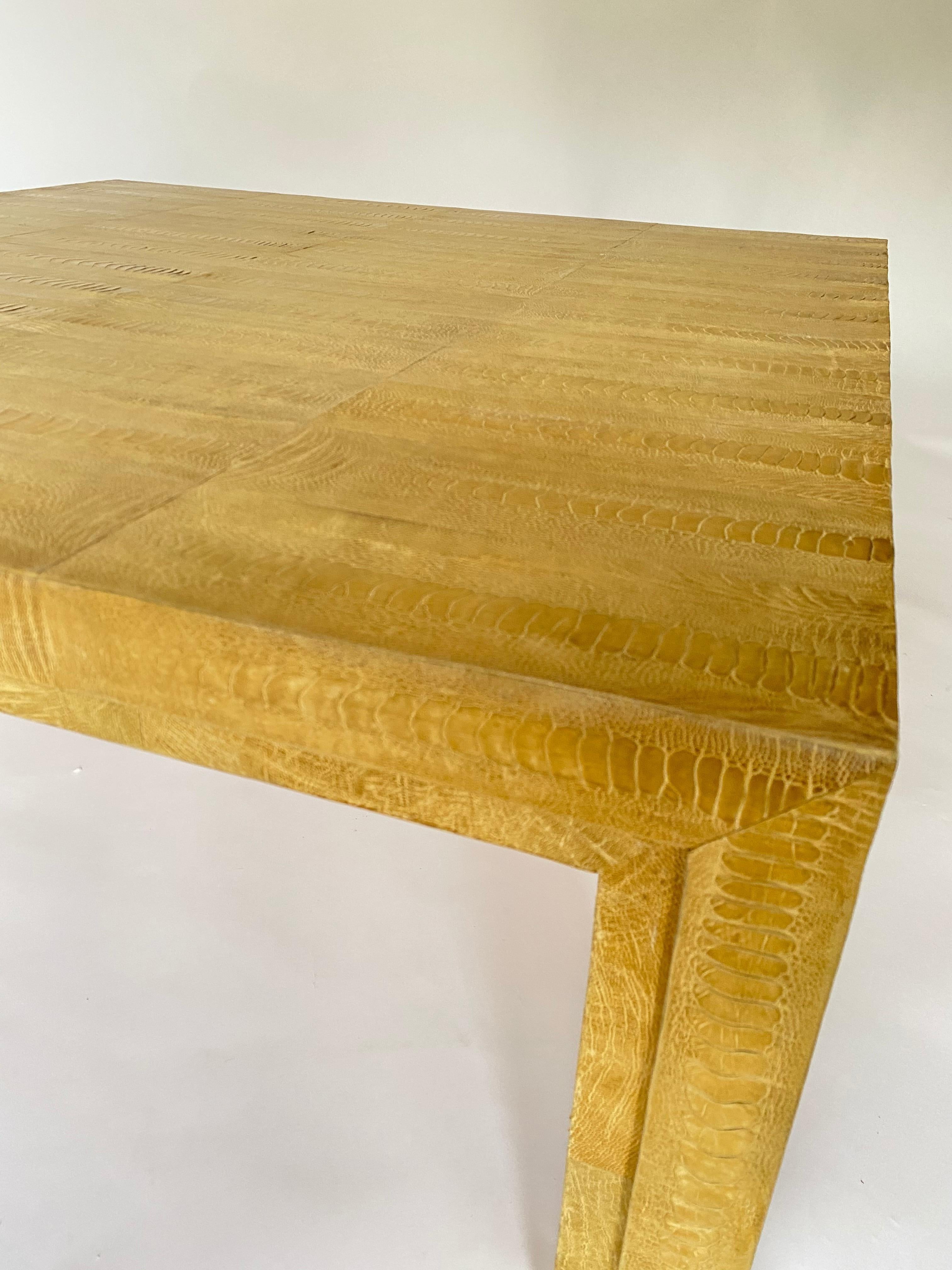 French Ostrich Leather Coffee Table by R&Y Augousti For Sale