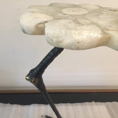 Ostrich Leg in Bronze and Agate Top Drinks Table