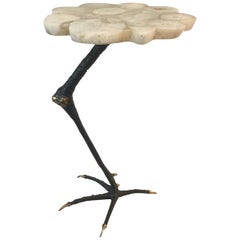 Ostrich Leg in Bronze and Agate Top Drinks Table