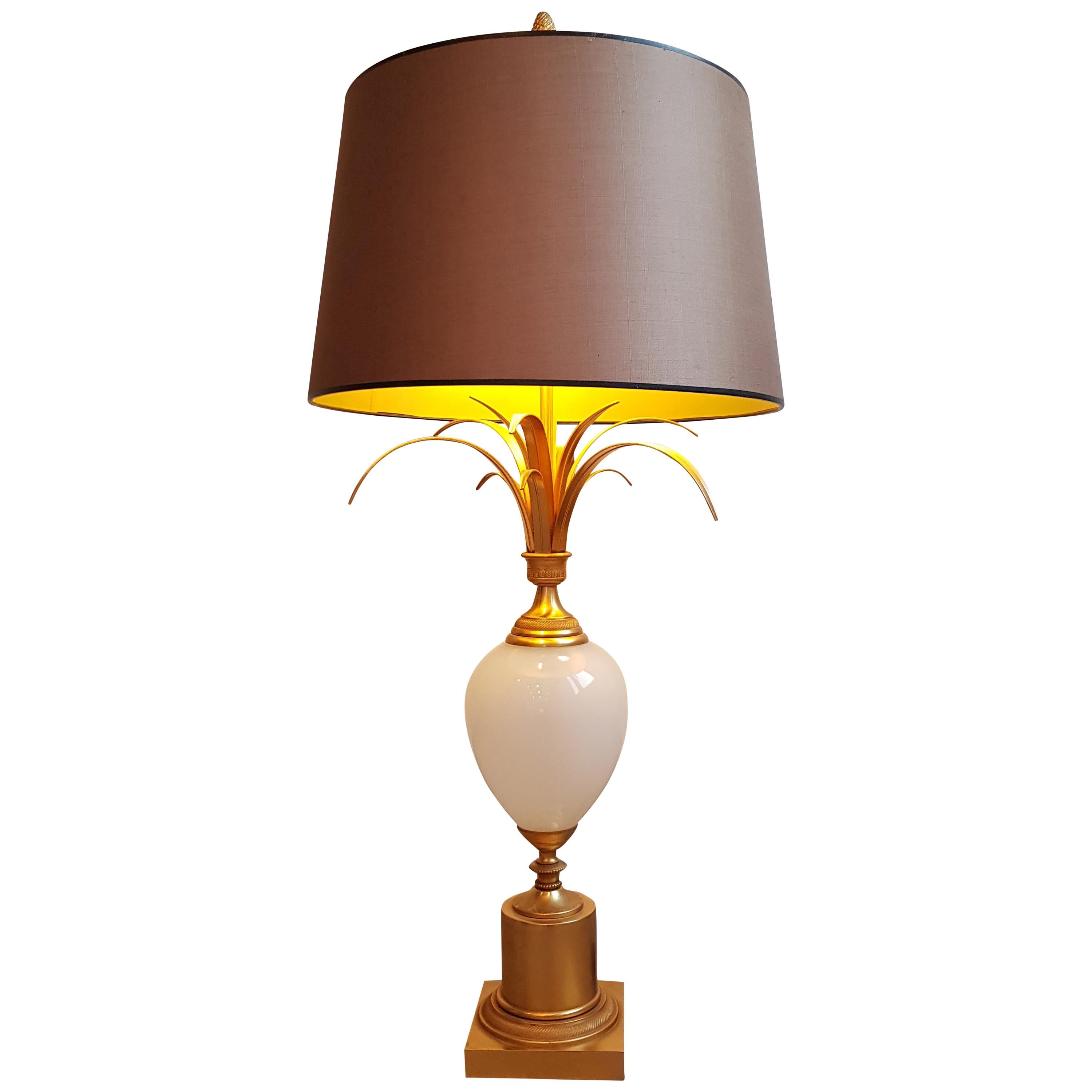 Ostrich Opaline Glass Table Lamp, Boulanger For Sale