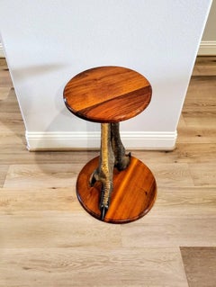 Ostrich Pedestal Side Table, Taxidermy